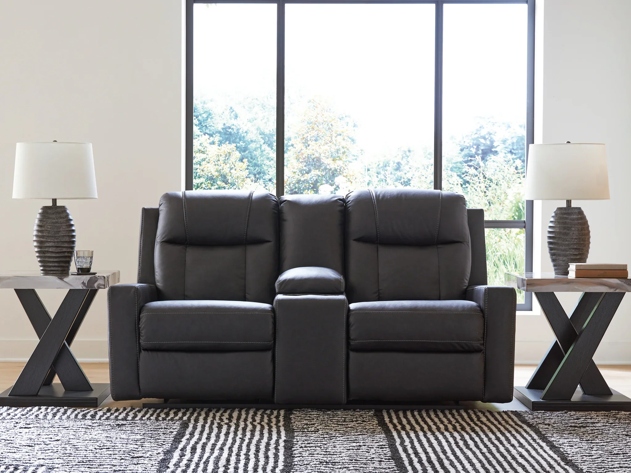 Mackmenville - Double Reclining Loveseat With Console - Carbon - Image 2