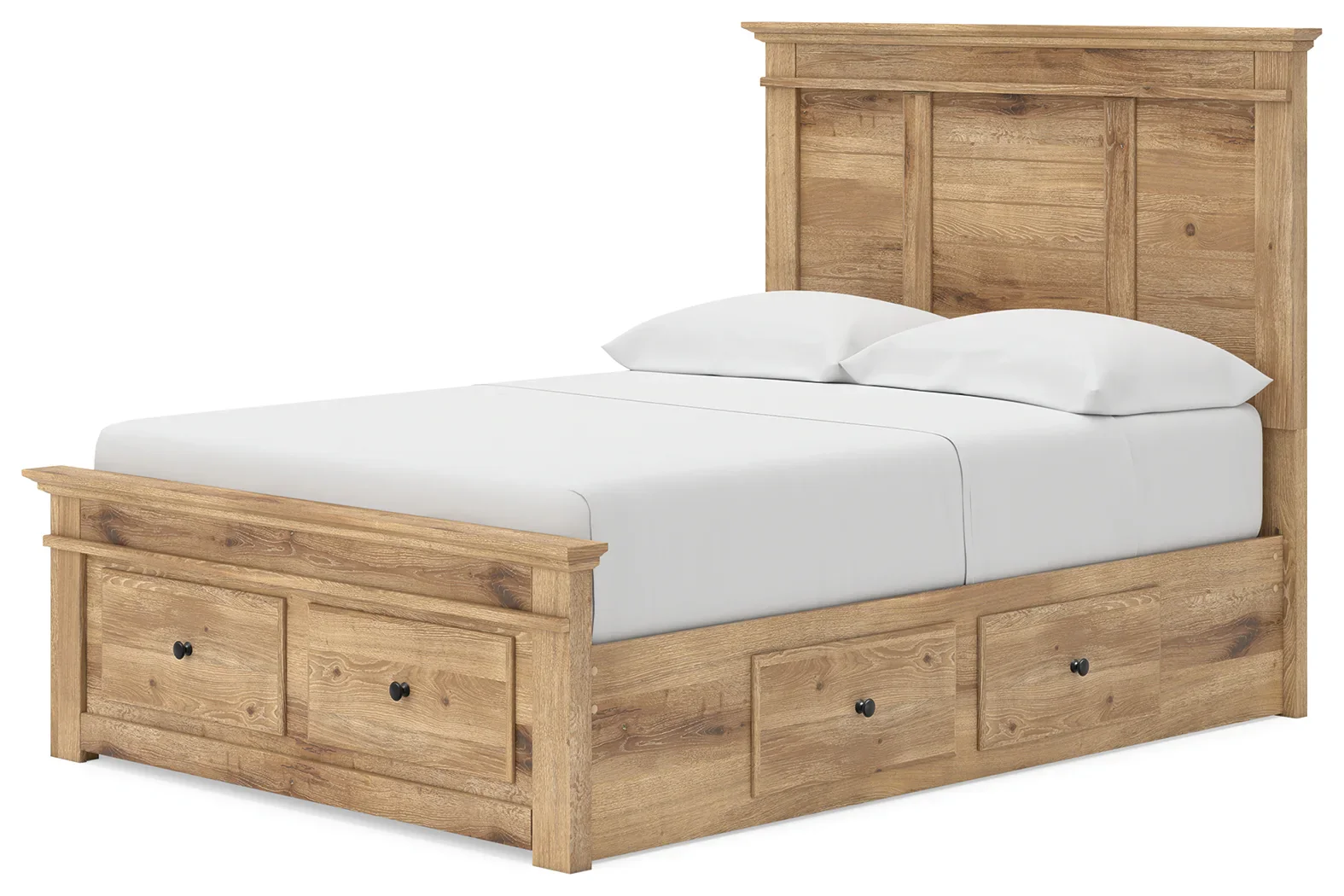 Makidern - Full Panel Storage Bed With 2 Under Bed Storage Units And Storage Footboard - Tan - Image 4