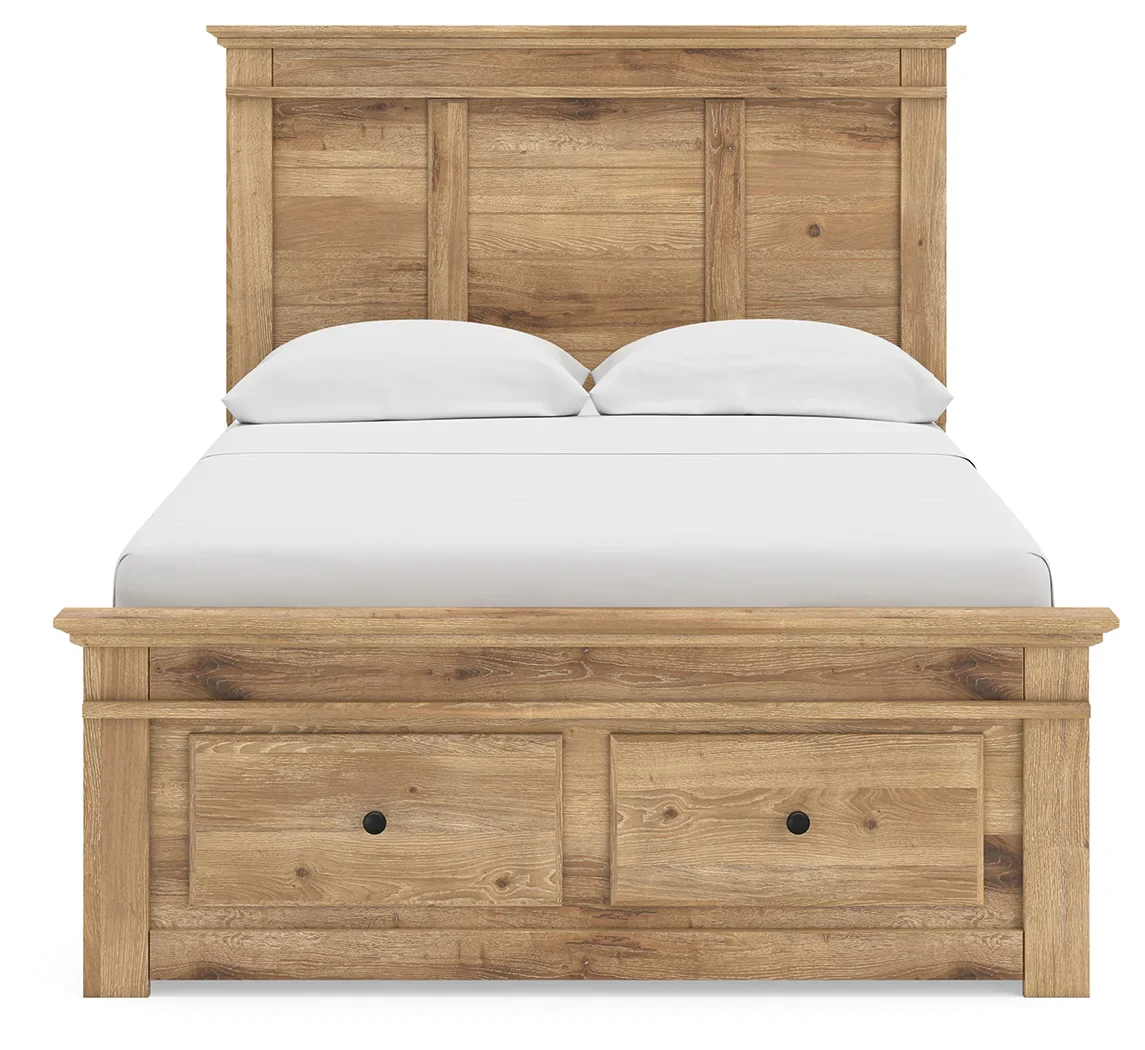 Makidern - Full Panel Storage Bed With 2 Under Bed Storage Units And Storage Footboard - Tan - Image 6