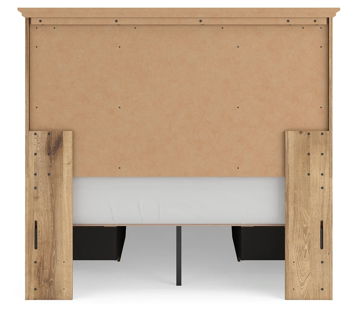 Makidern - Full Panel Storage Bed With 2 Under Bed Storage Units And Storage Footboard - Tan - Image 7