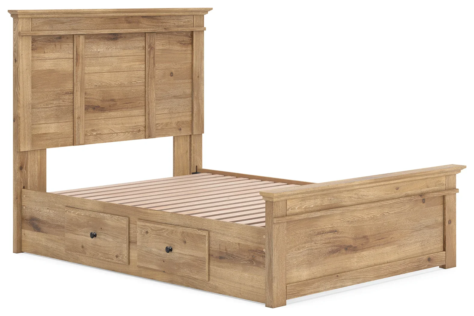 Makidern - Full Panel Storage Bed With Under Bed Storage Unit - Tan - Image 2