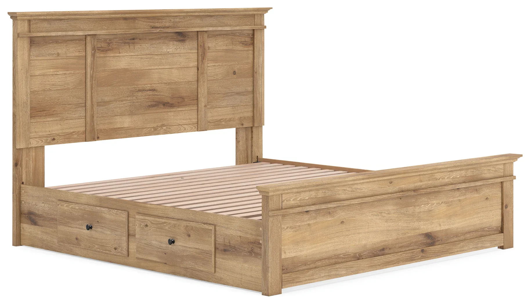 Makidern - King Panel Storage Bed With Under Bed Storage Unit - Tan - Image 3