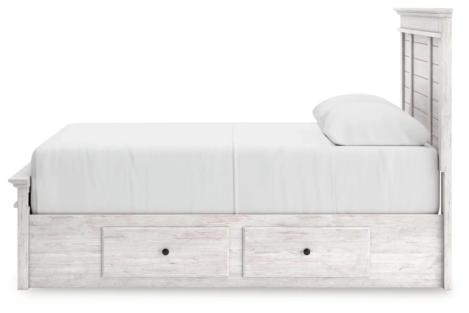 Makidern - Queen Panel Storage Bed With 2 Under Bed Storage Units And Storage Footboard - Whitewash - Image 7