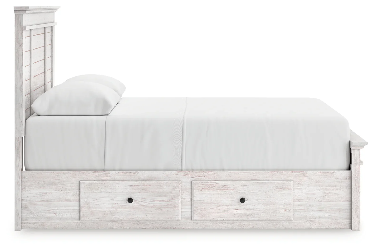 Makidern - Queen Panel Storage Bed With 2 Under Bed Storage Units And Storage Footboard - Whitewash - Image 8