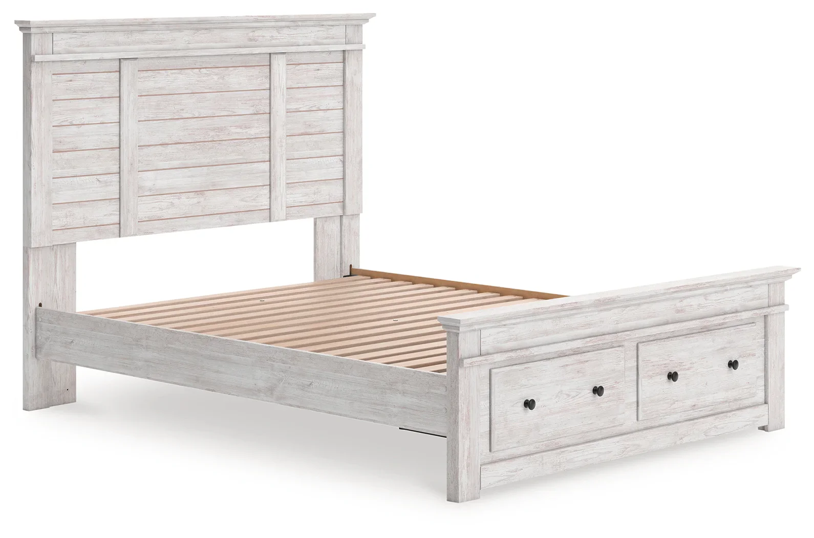 Makidern - Queen Panel Storage Bed With Storage Footboard - Whitewash - Image 3