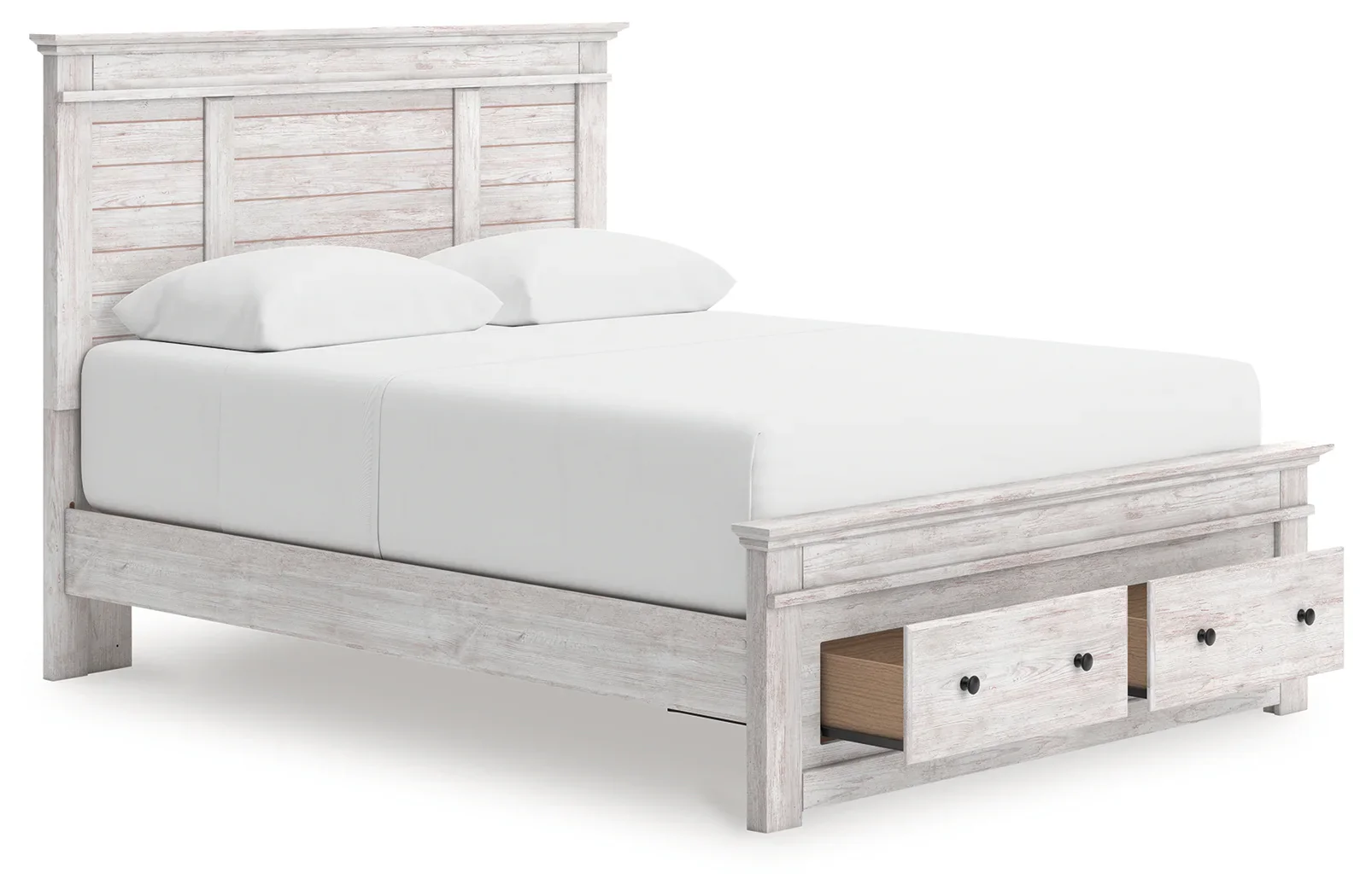 Makidern - Queen Panel Storage Bed With Storage Footboard - Whitewash - Image 4
