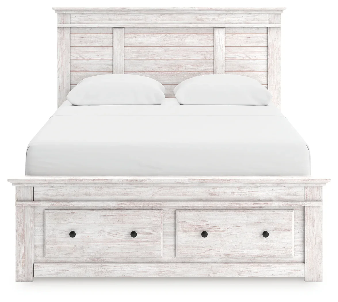 Makidern - Queen Panel Storage Bed With Storage Footboard - Whitewash - Image 6