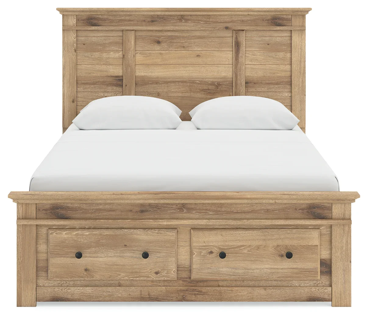 Makidern - Queen Panel Storage Bed With Under Bed Storage Unit And Storage Footboard - Tan - Image 6