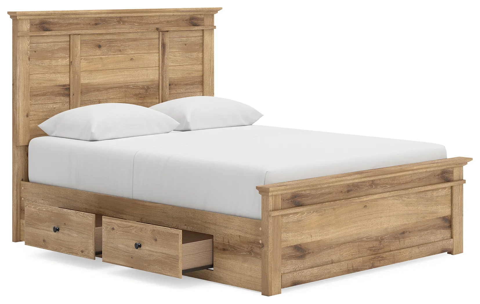 Makidern - Queen Panel Storage Bed With Under Bed Storage Unit - Tan - Image 5