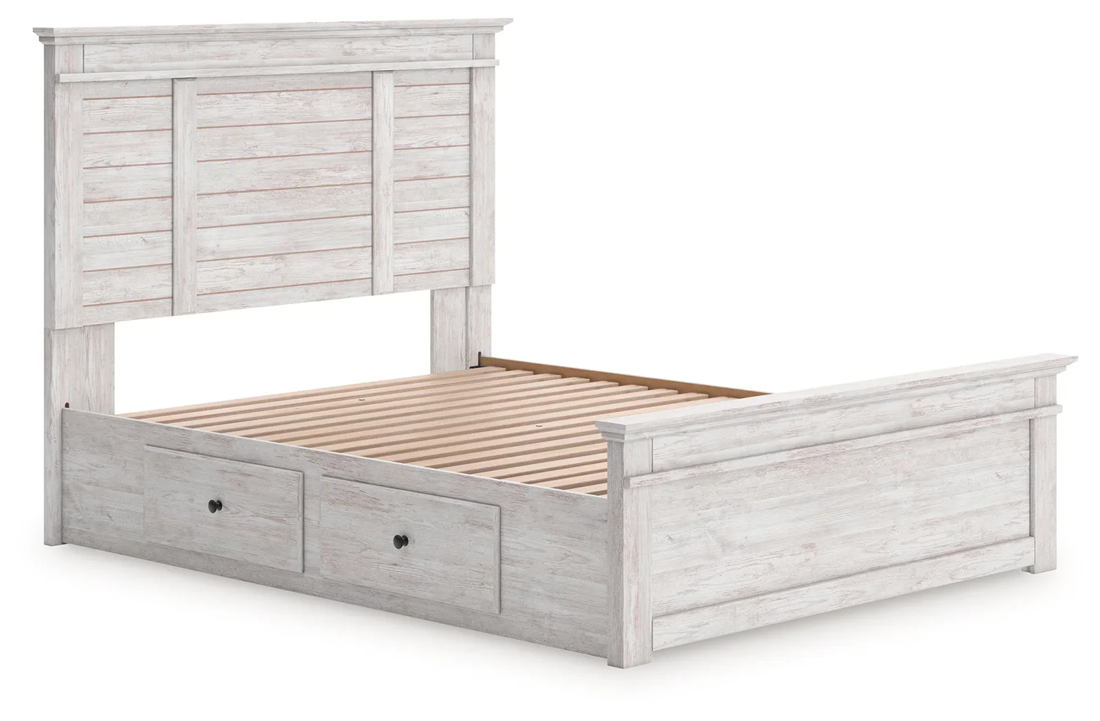 Makidern - Queen Panel Storage Bed With Under Bed Storage Unit - Whitewash - Image 3