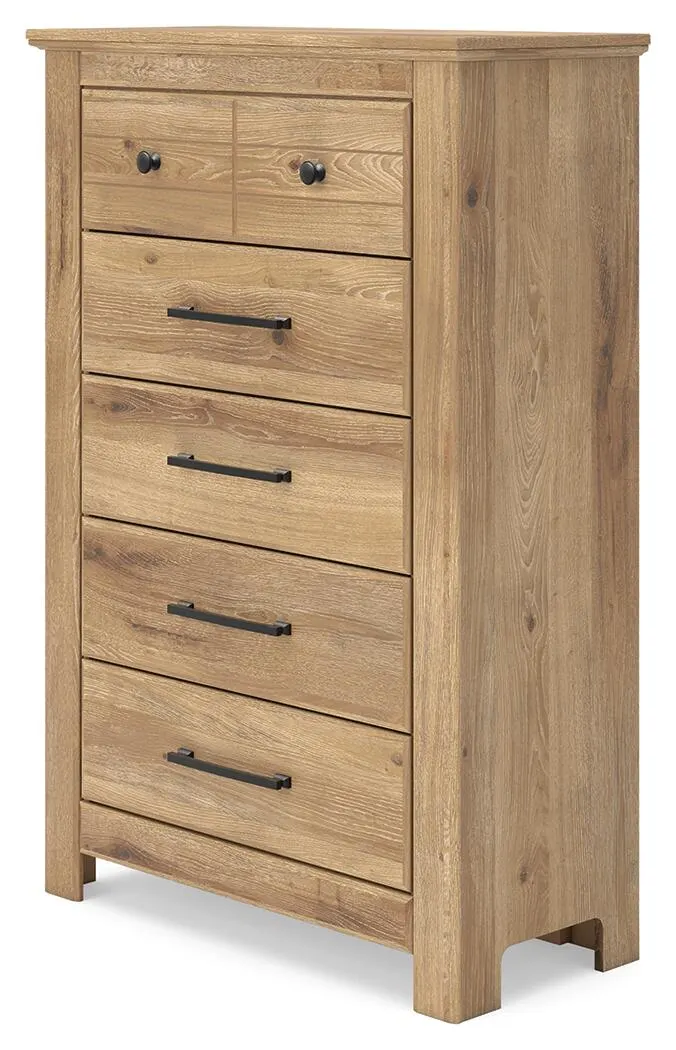 Makidern - Tan - Five Drawer Chest - Image 3