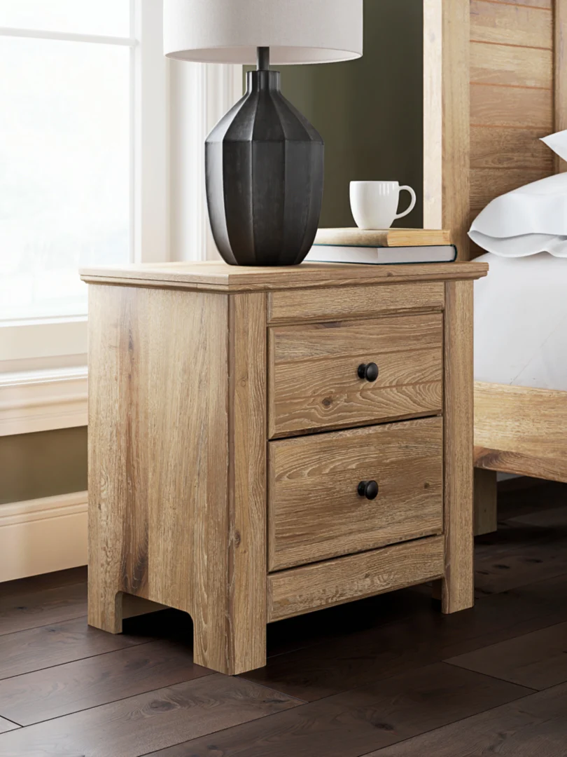 Makidern - Tan - Two Drawer Night Stand - Image 2