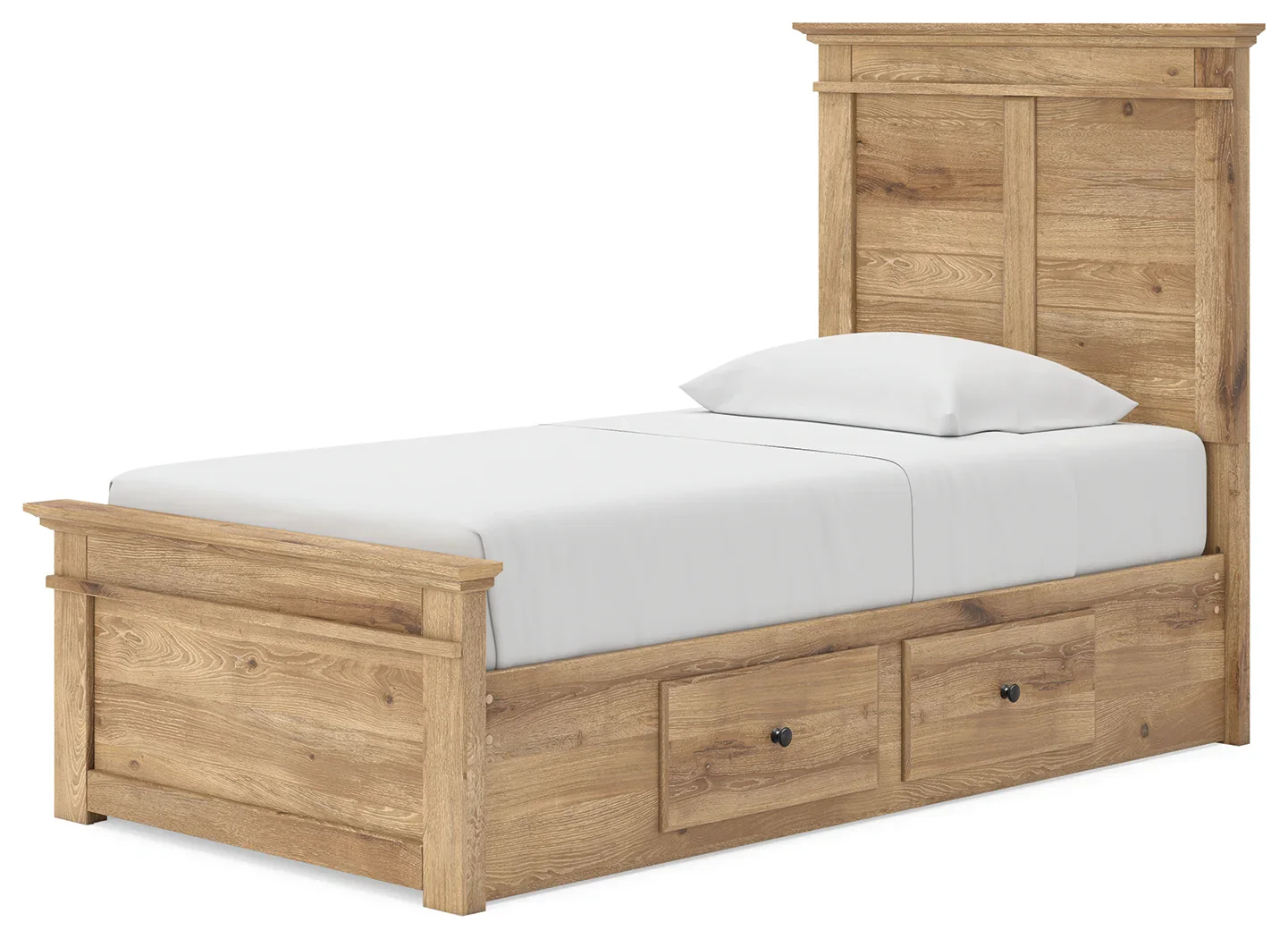 Makidern - Twin Panel Storage Bed With 2 Under Bed Storage Units - Tan - Image 4