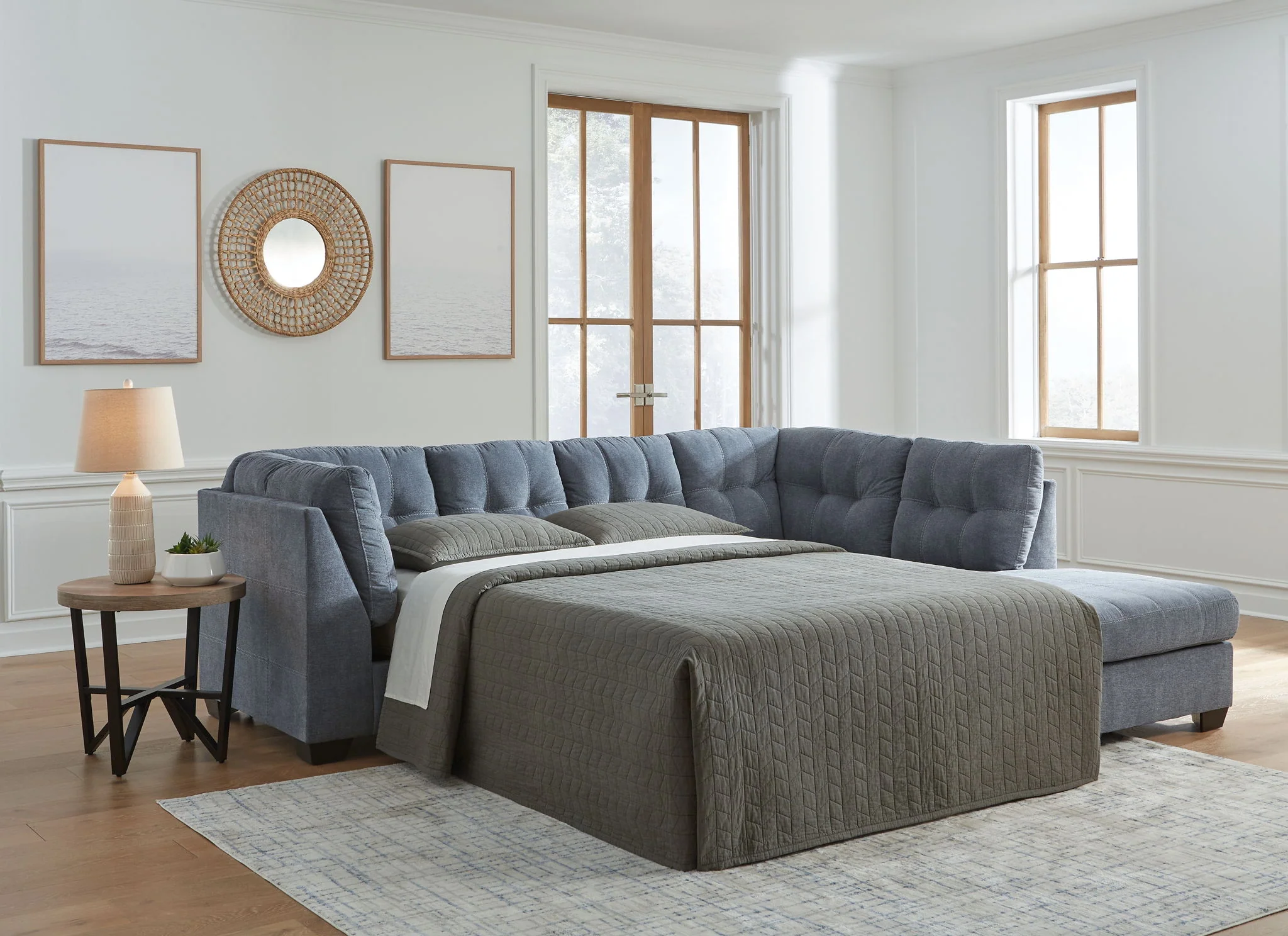 Marleton - Denim - 2-Piece Sleeper Sectional With Raf Corner Chaise - Image 2