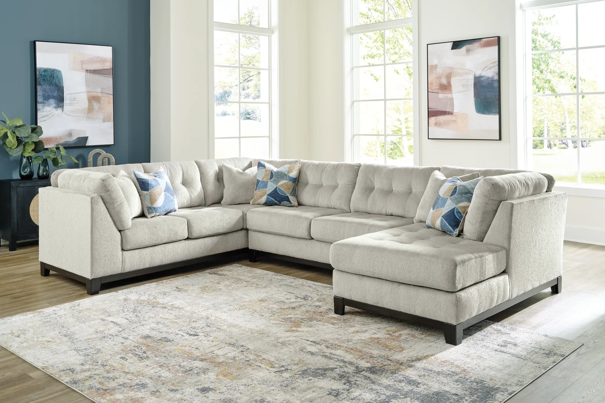 Maxon Place - Stone - 3-Piece Sectional With Raf Corner Chaise - Image 2