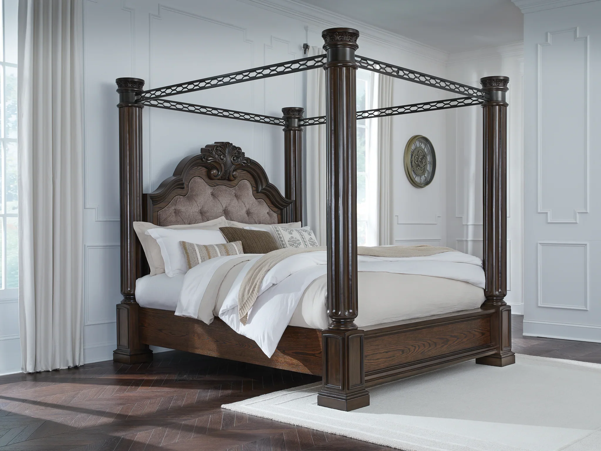 Maylee - California King Canopy Bed - Dark Brown - Image 2