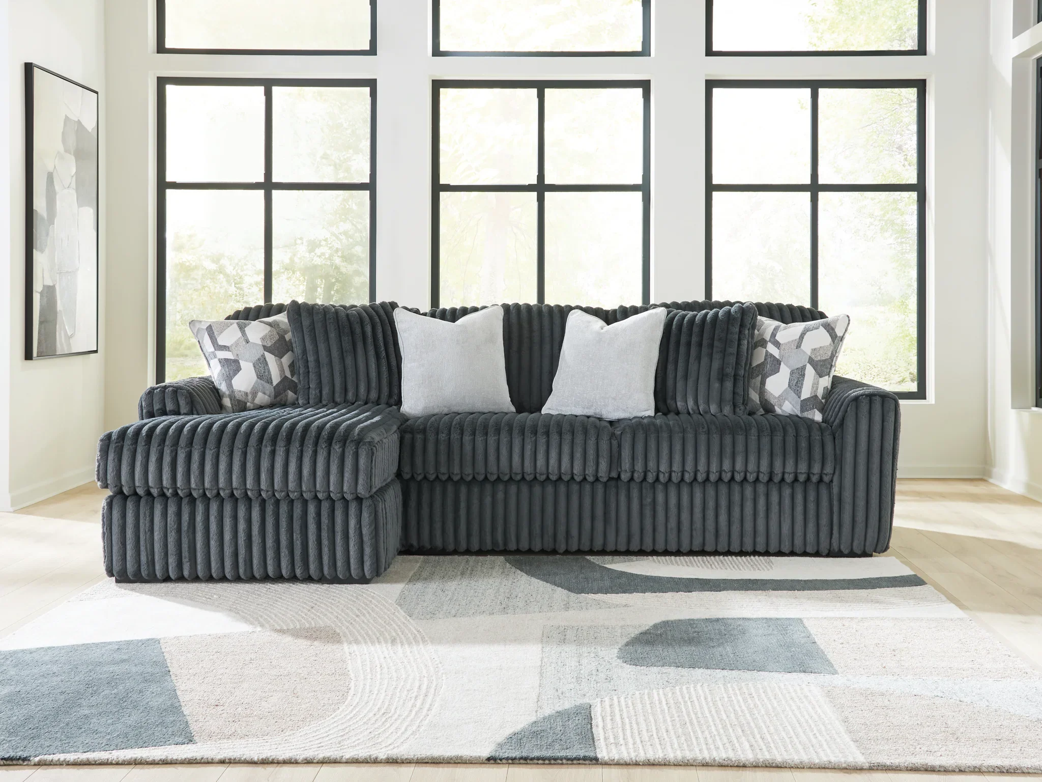 Midnight-Madness - 2-Piece Sectional Sofa With LAF Corner Chaise - Gunmetal - Image 2
