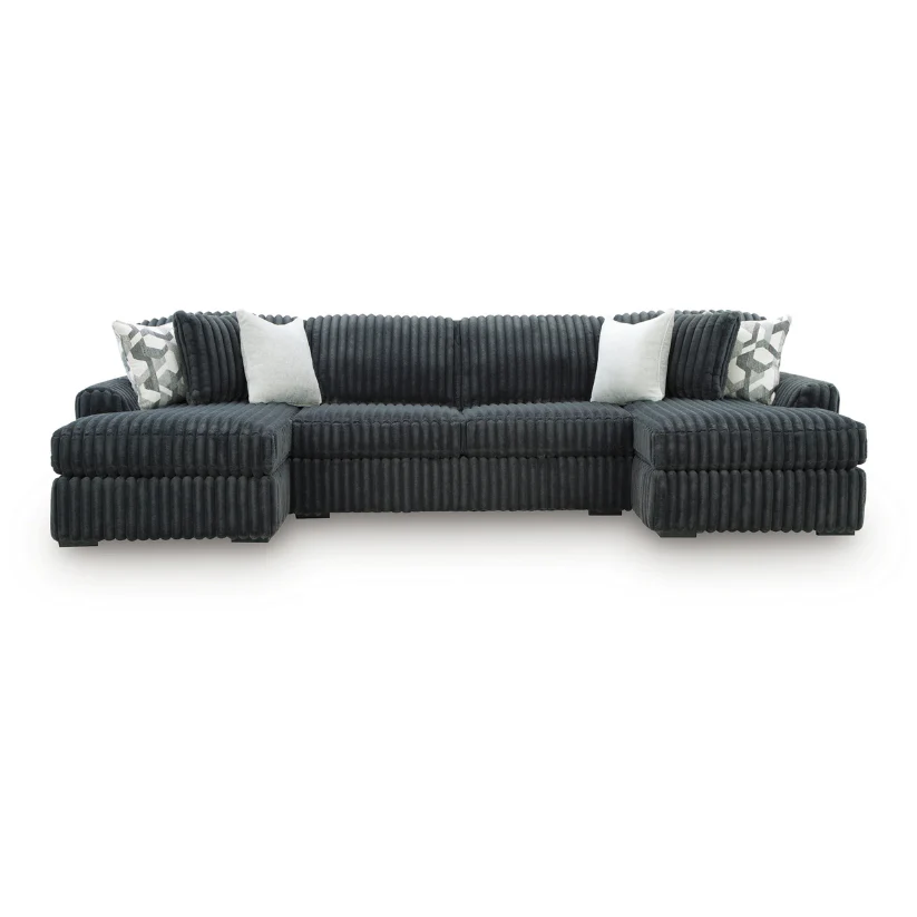 Midnight-Madness - 3-Piece Double Chaise Sectional - Gunmetal