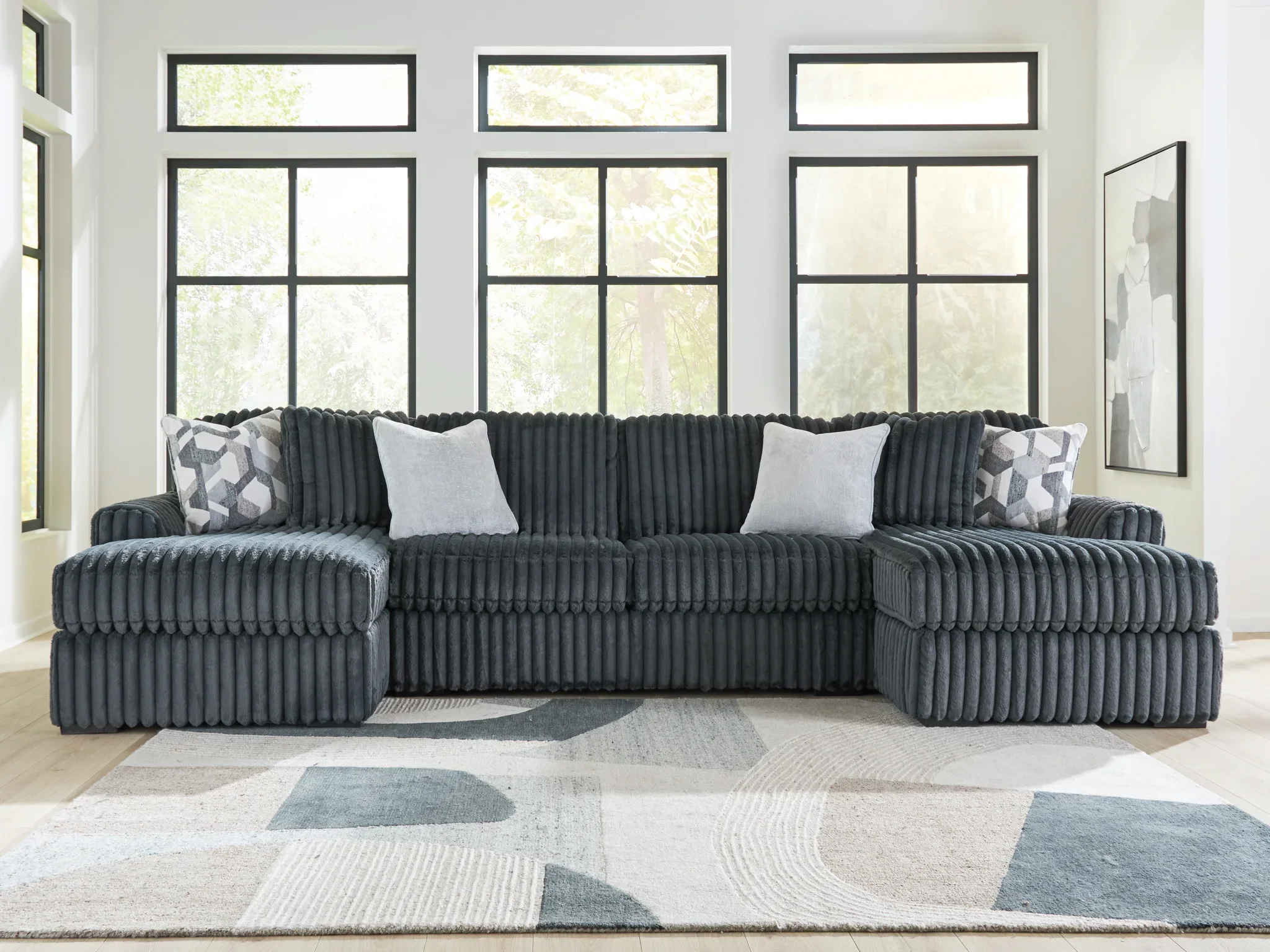 Midnight-Madness - 3-Piece Double Chaise Sectional - Gunmetal - Image 2