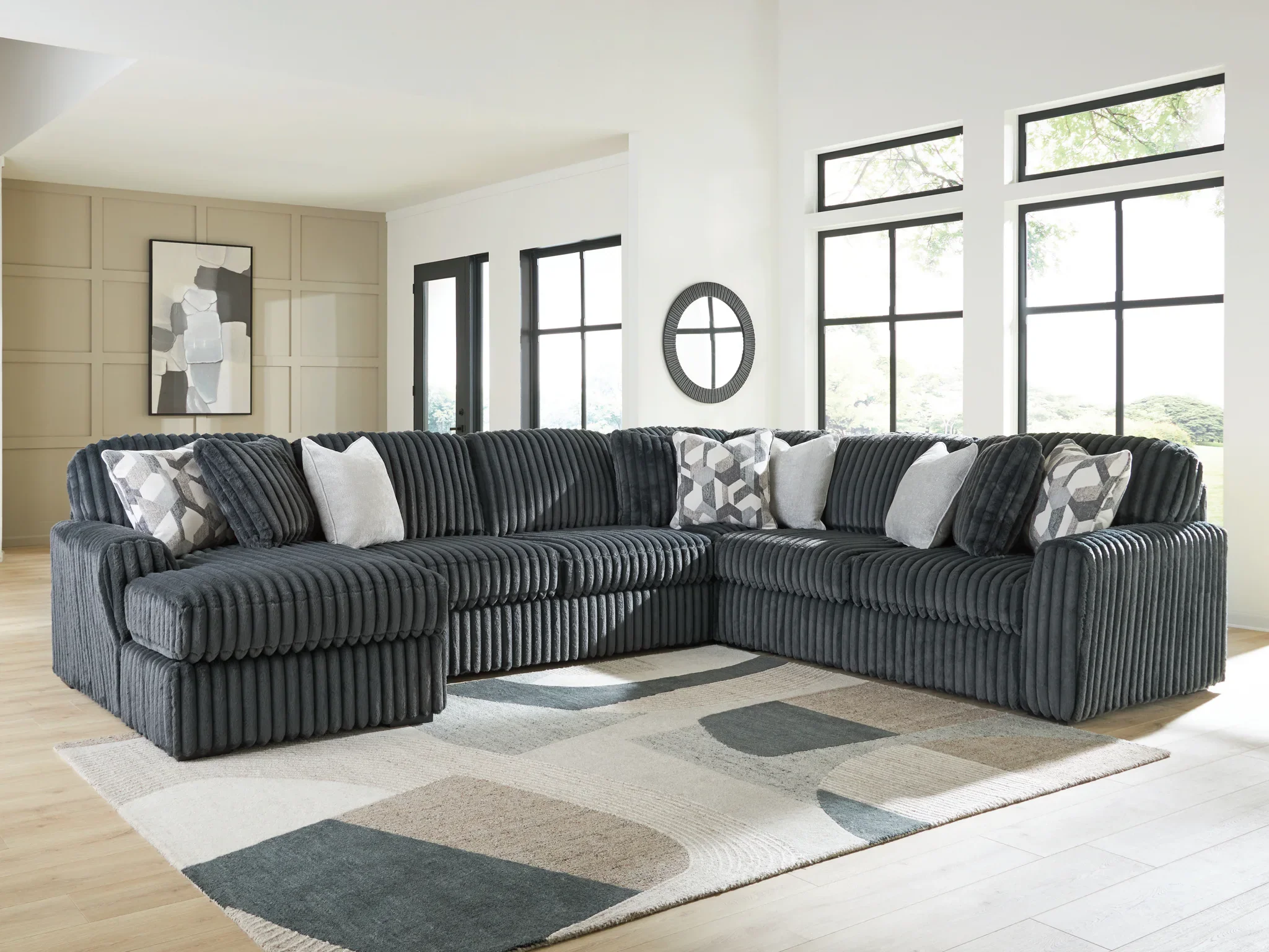 Midnight-Madness - 4-Piece Sectional With LAF Corner Chaise - Gunmetal - Image 2