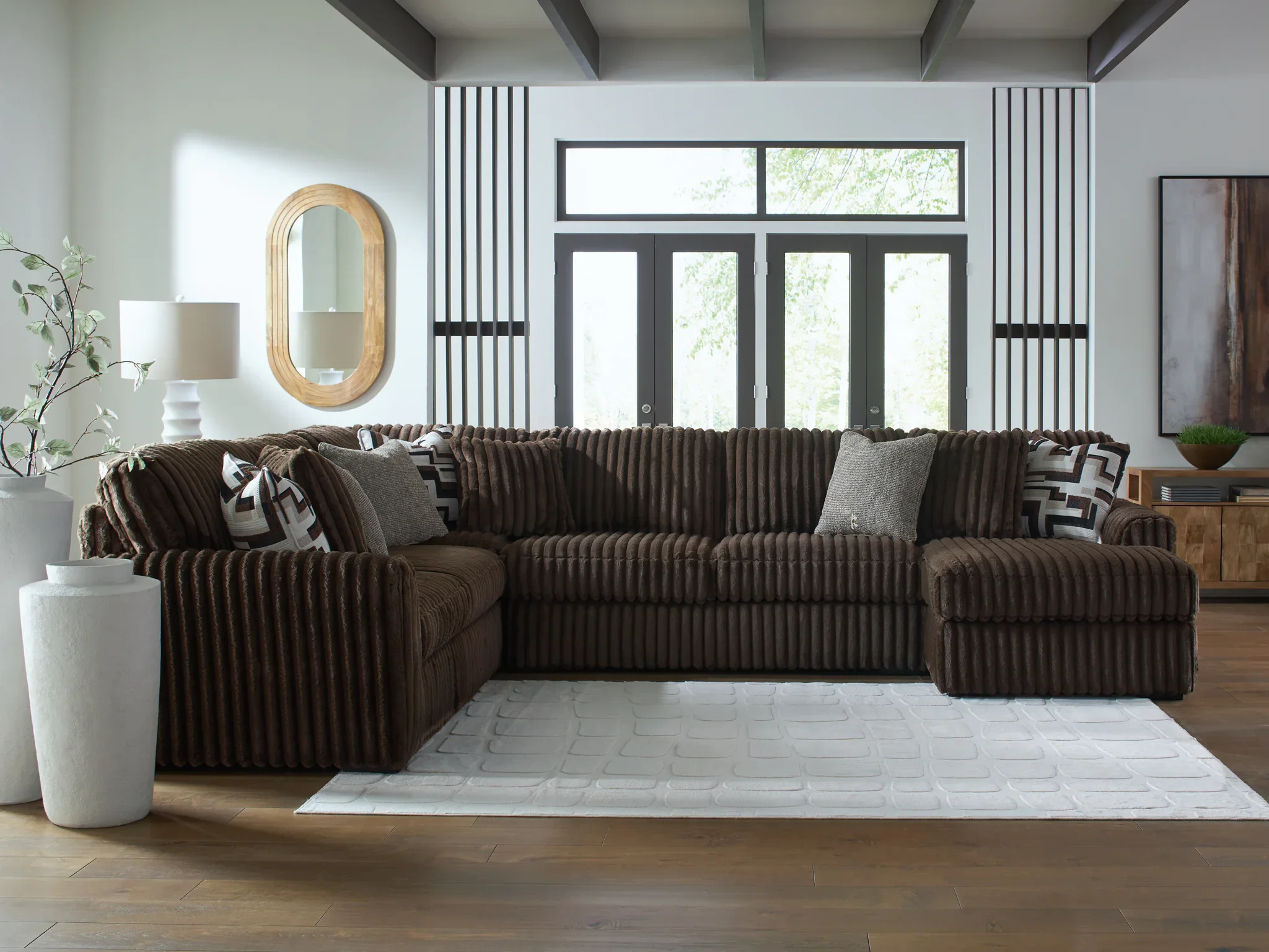 Midnight-Madness - Chocolate - 4-Piece Sectional With RAF Corner Chaise - Image 2