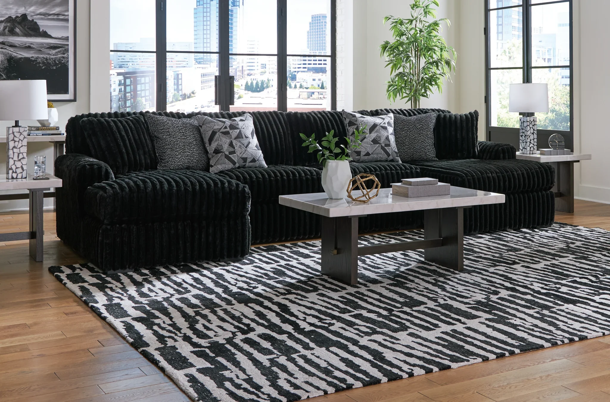 Midnight-madness - Onyx - 3-Piece Sectional With Laf And Raf Corner Chaises - Image 4