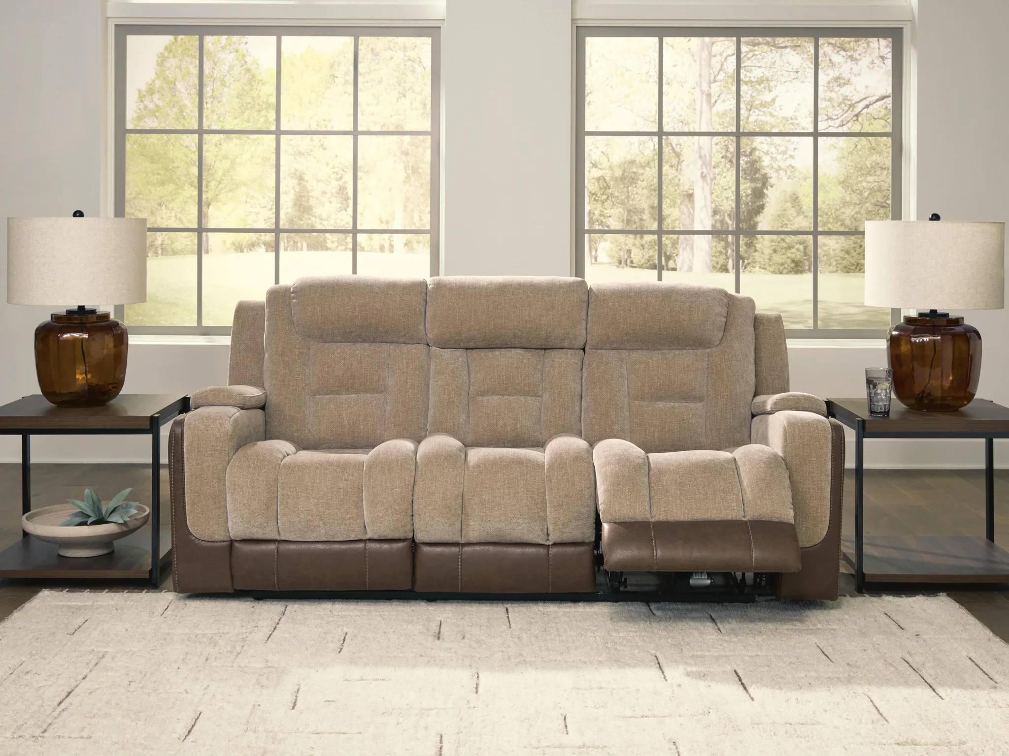 Mixed Motion - Power Reclining Sofa With Adjustable Headrest - Brownstone - Image 2