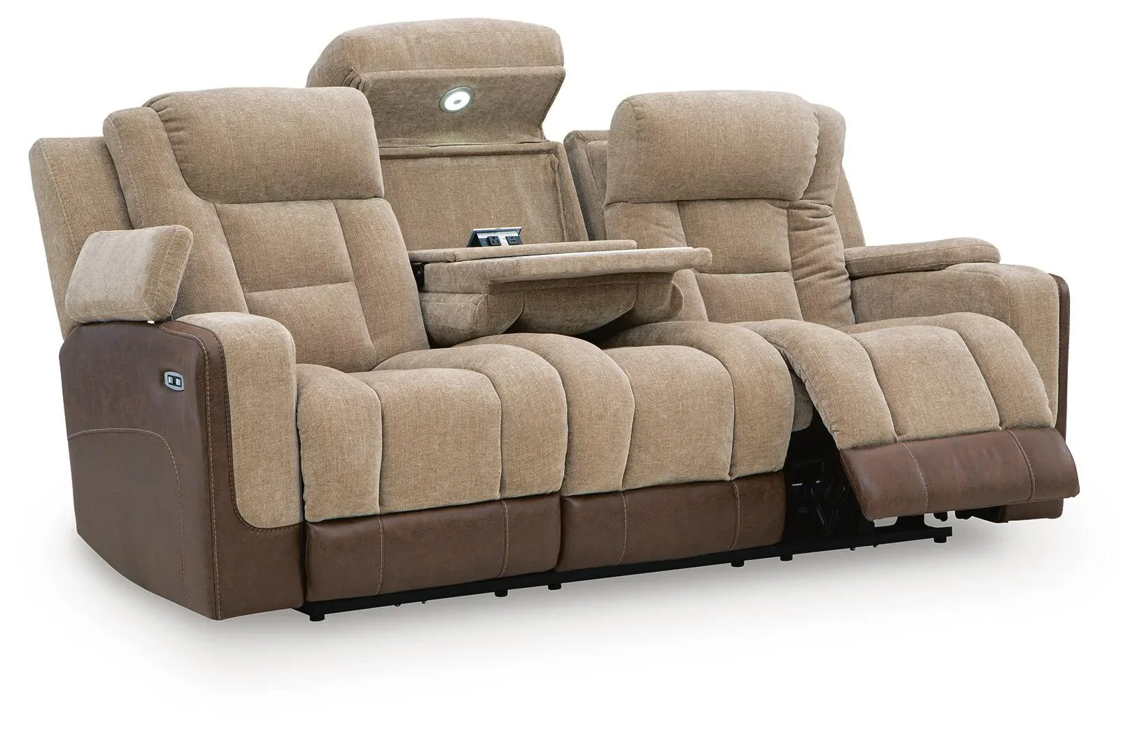 Mixed Motion - Power Reclining Sofa With Adjustable Headrest - Brownstone - Image 4