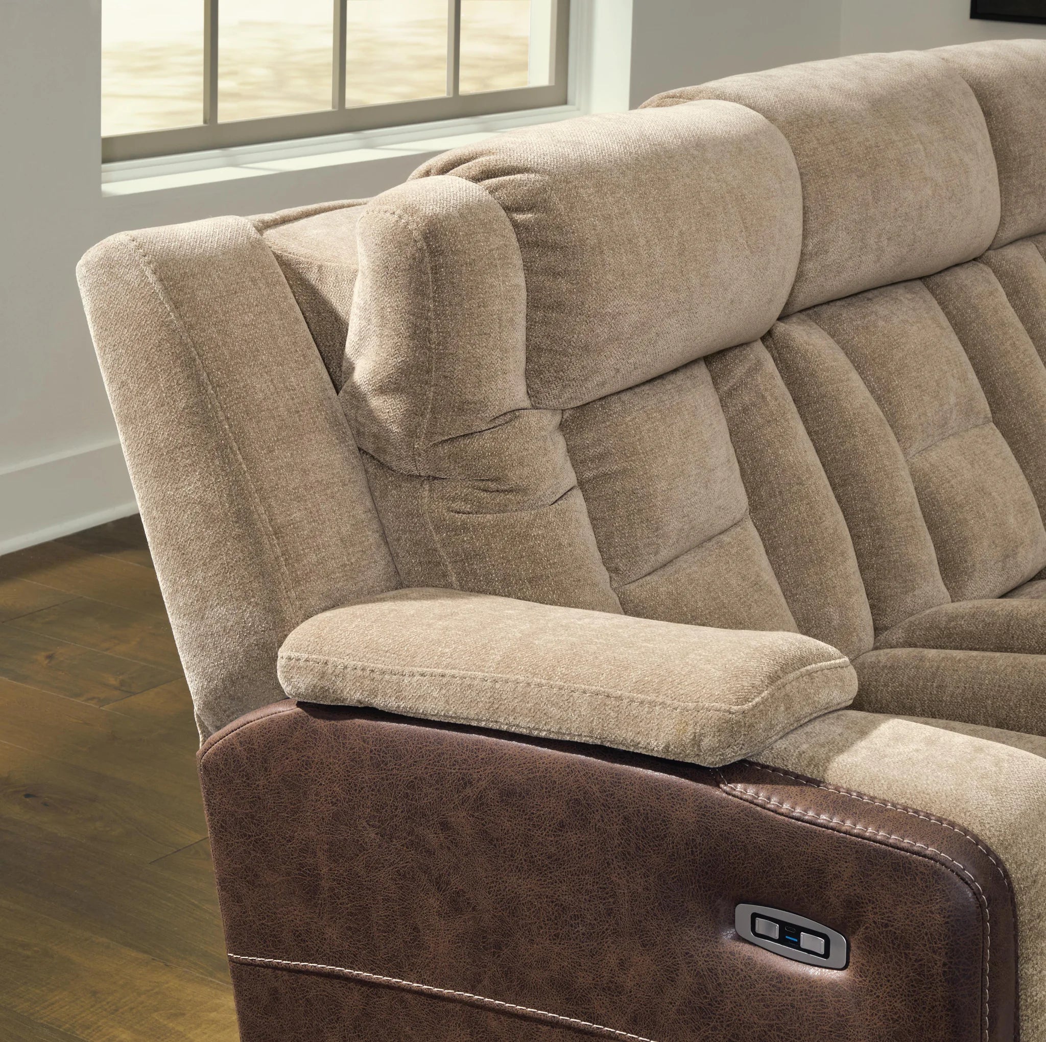 Mixed Motion - Power Reclining Sofa With Adjustable Headrest - Brownstone - Image 6