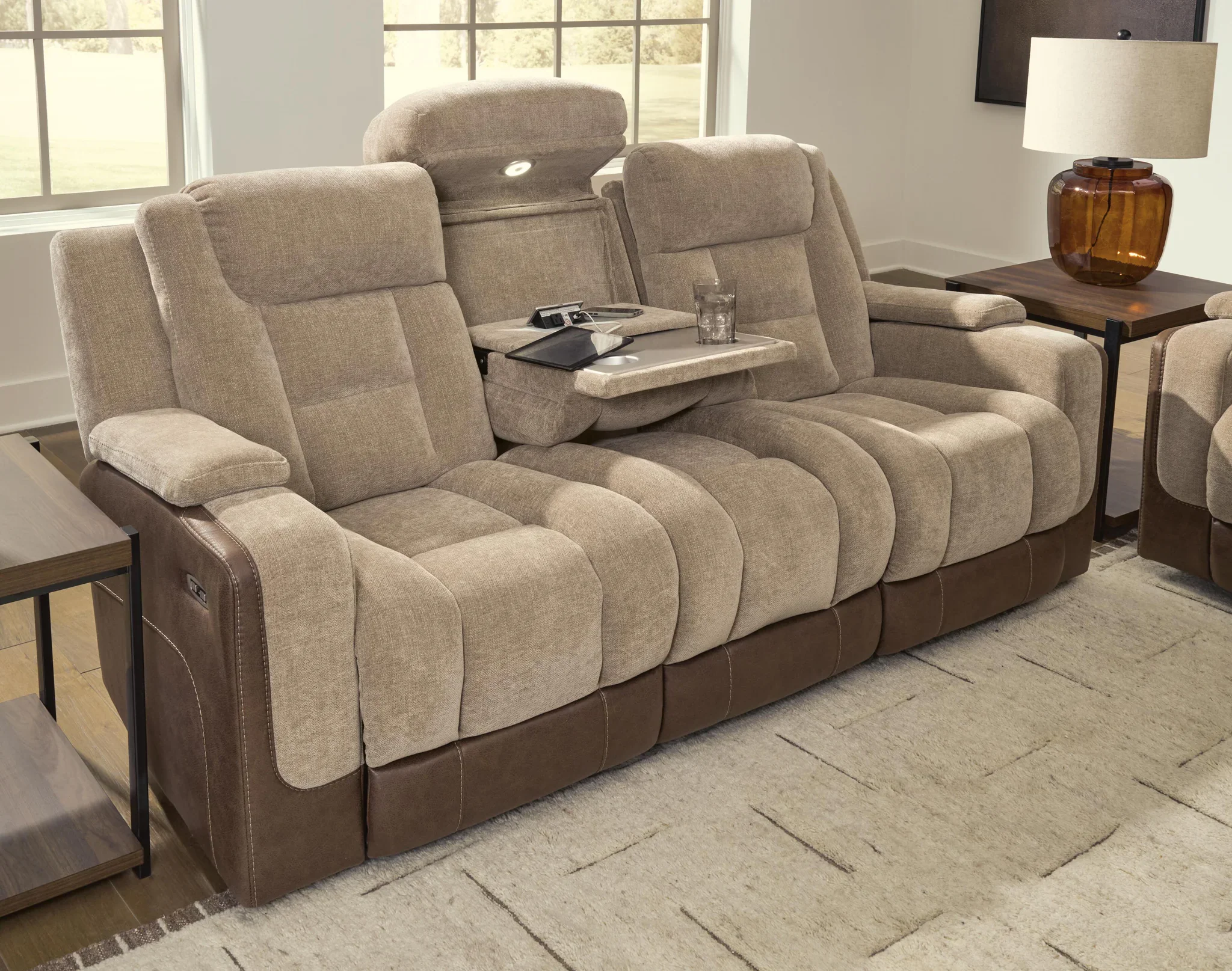Mixed Motion - Power Reclining Sofa With Adjustable Headrest - Brownstone - Image 8