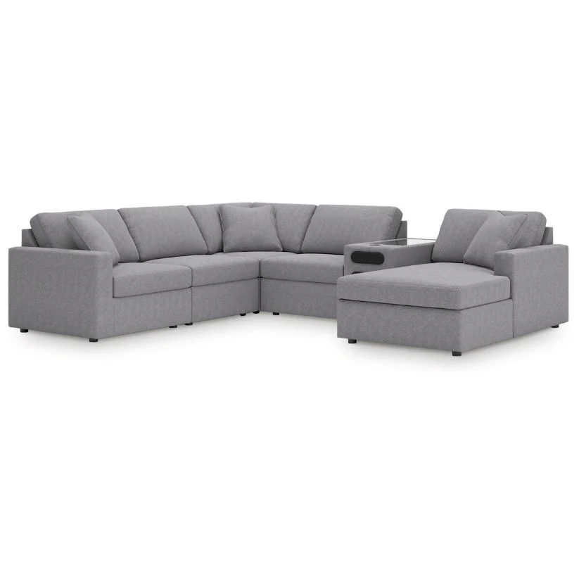 Modmax - Granite - 6-Piece Sectional With Audio System, Raf Corner Chaise And Laf Corner Chair