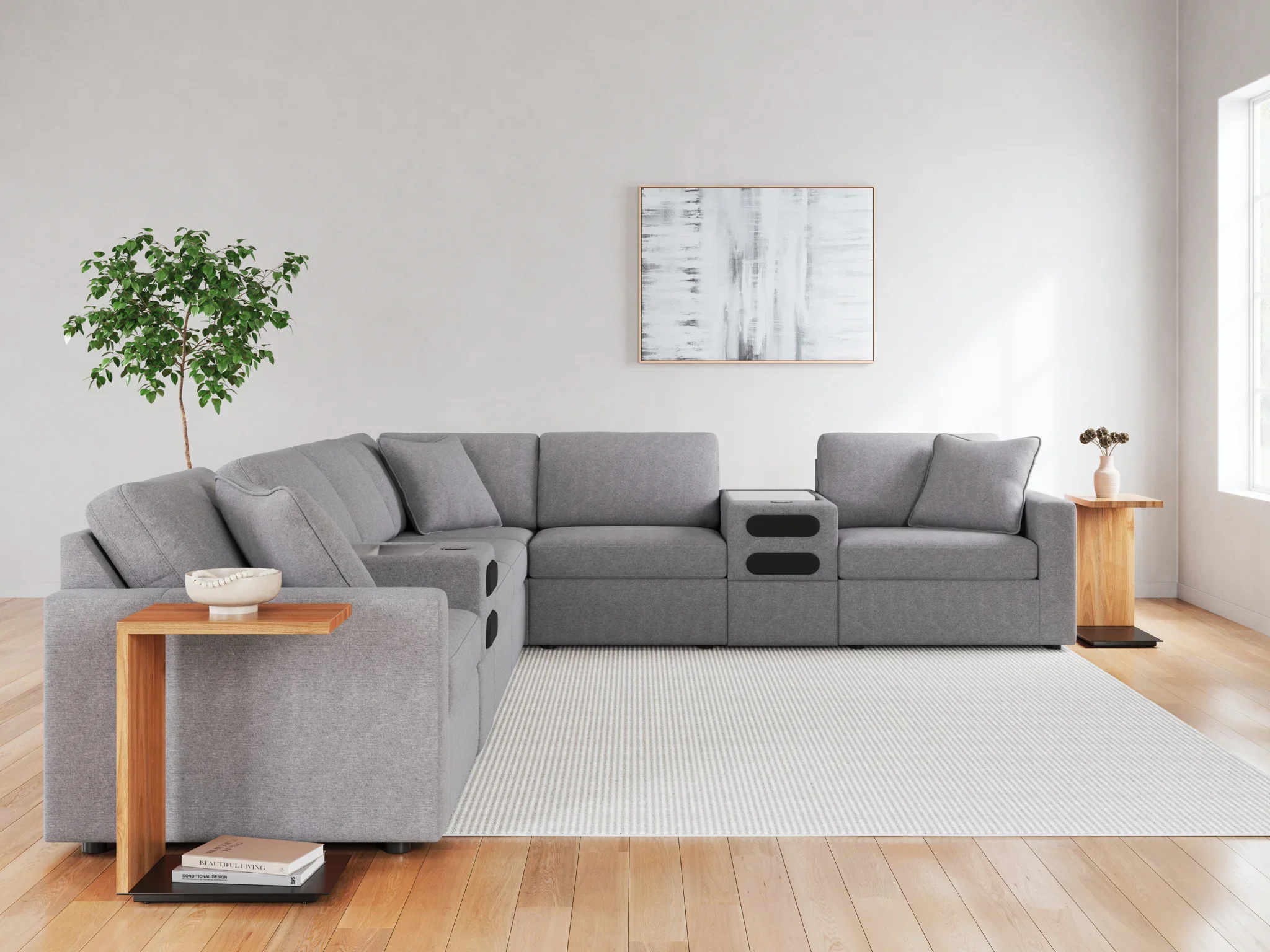Modmax - Granite - 8-Piece Sectional With Audio System Console - Image 5