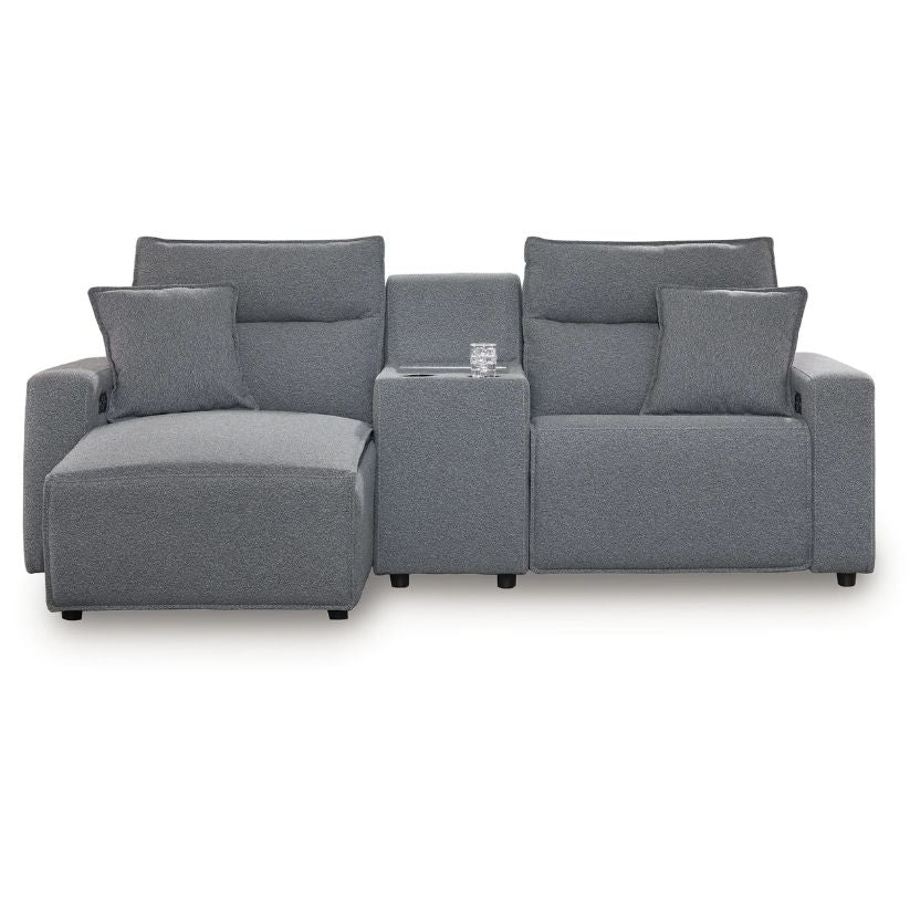 Modmax - Salt And Pepper - 3-Piece Power Reclining Sectional With LAF Chaise And Storage Console