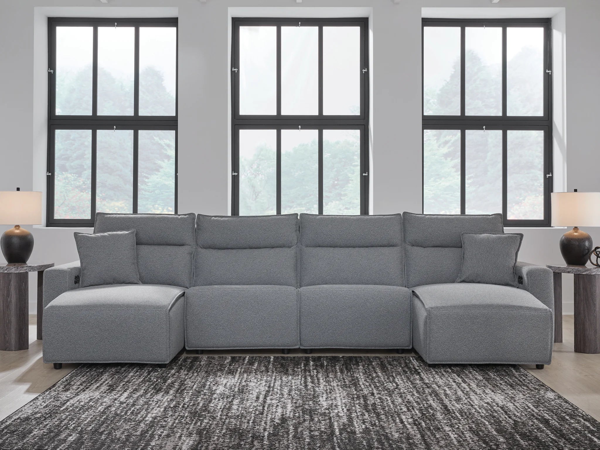 Modmax - Salt And Pepper - 4-Piece Power Reclining Sectional With Double Chaise - Image 2