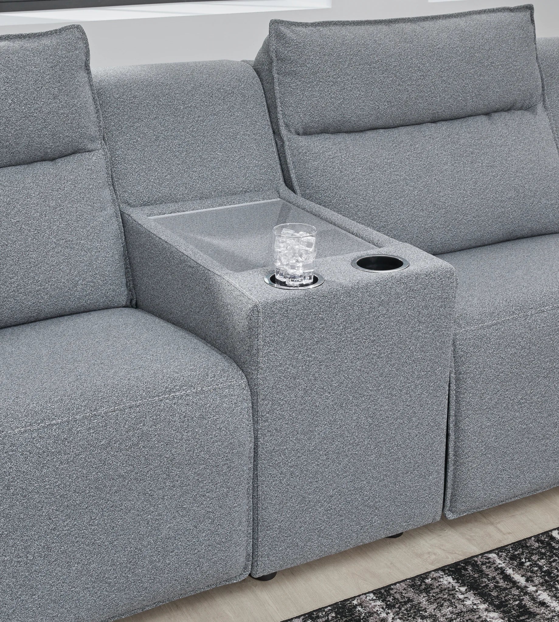 Modmax - Salt And Pepper - 5-Piece Power Reclining Sectional With Double Chaise And 2 Storage Consoles - Image 4