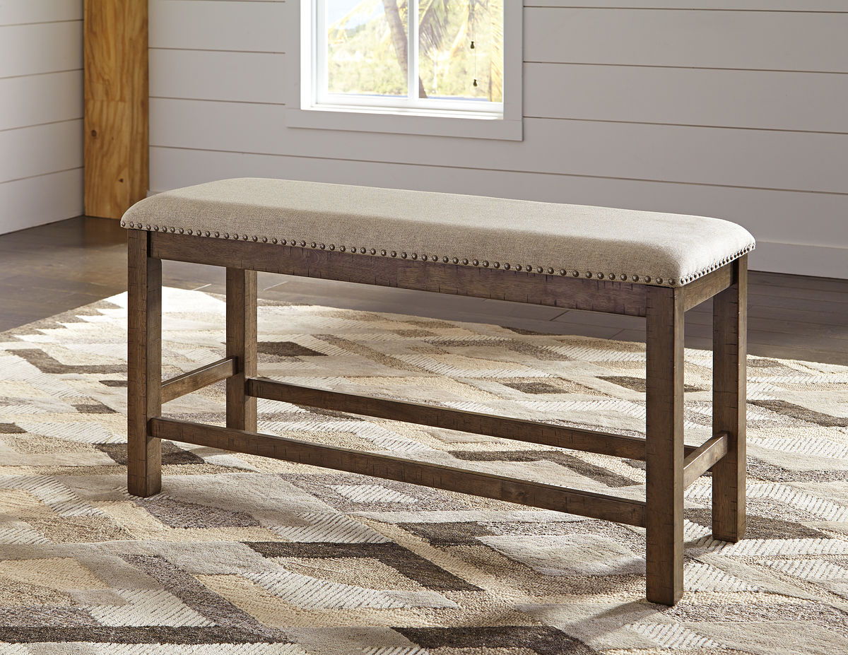 Moriville - Dark Gray - 7 Pc. - Counter Extension Table, 4 Barstools, Bench, Server - Image 5