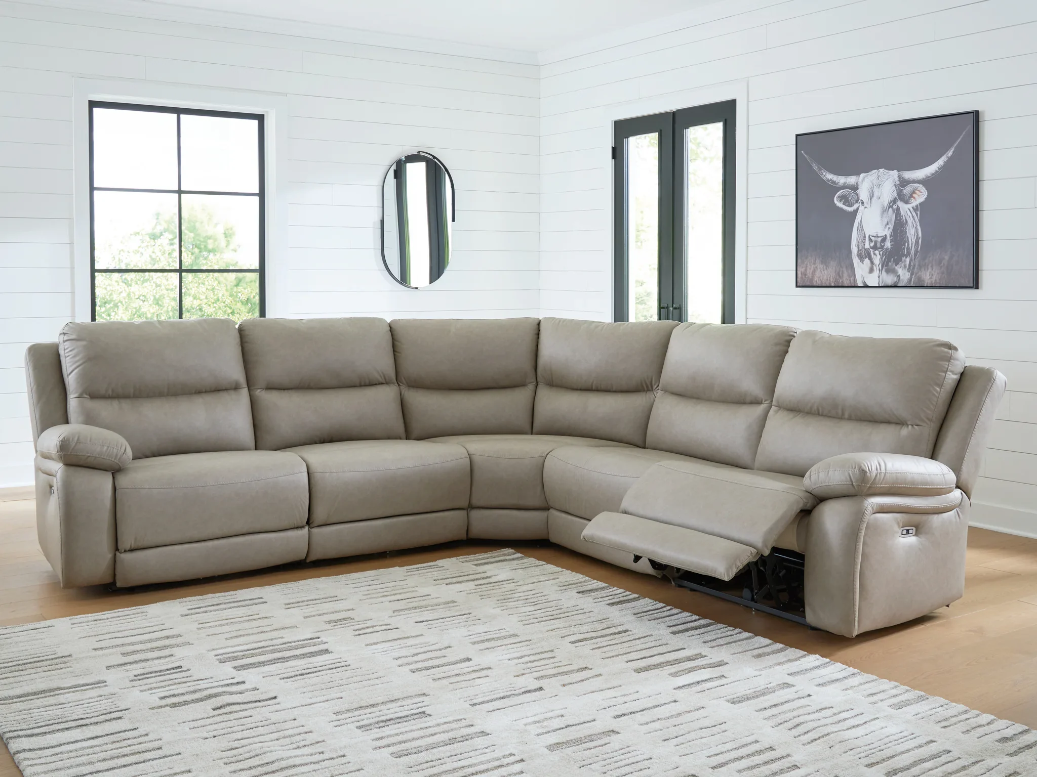 Narwhal Place - Pebble - 5-Piece Power Reclining Sectional - Image 2