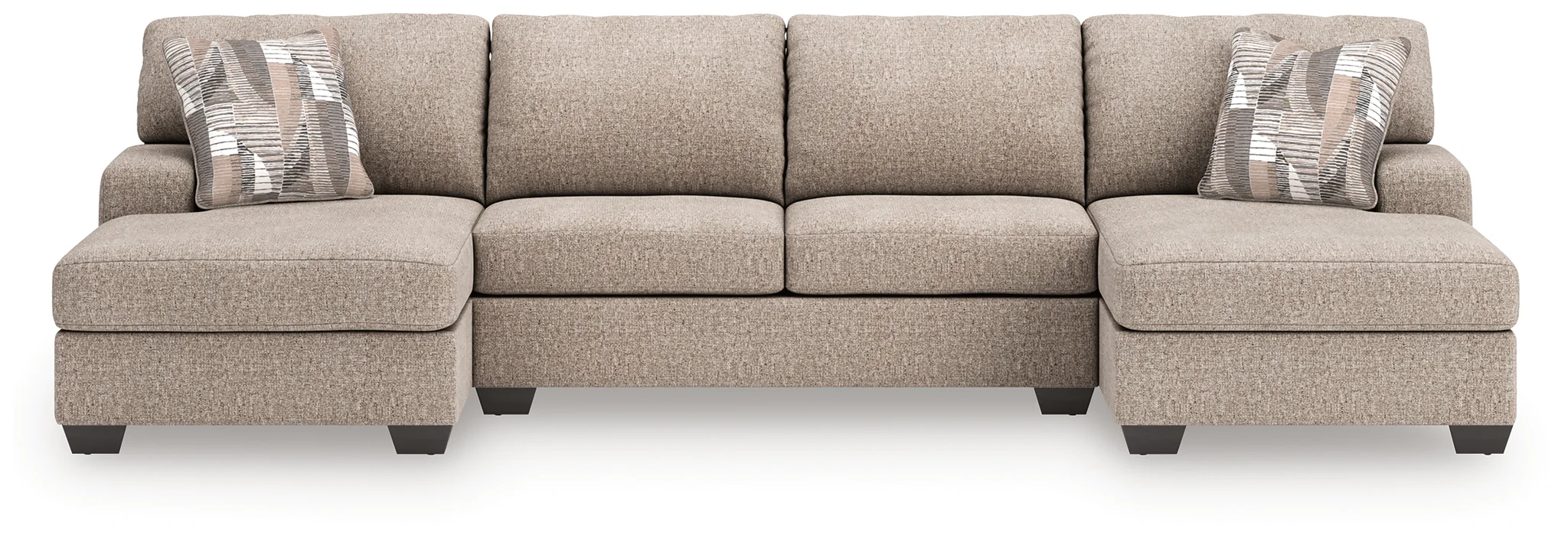 Newellen - 3-Piece Sectional With Double Chaise And Armless Loveseat - Beige - Image 2
