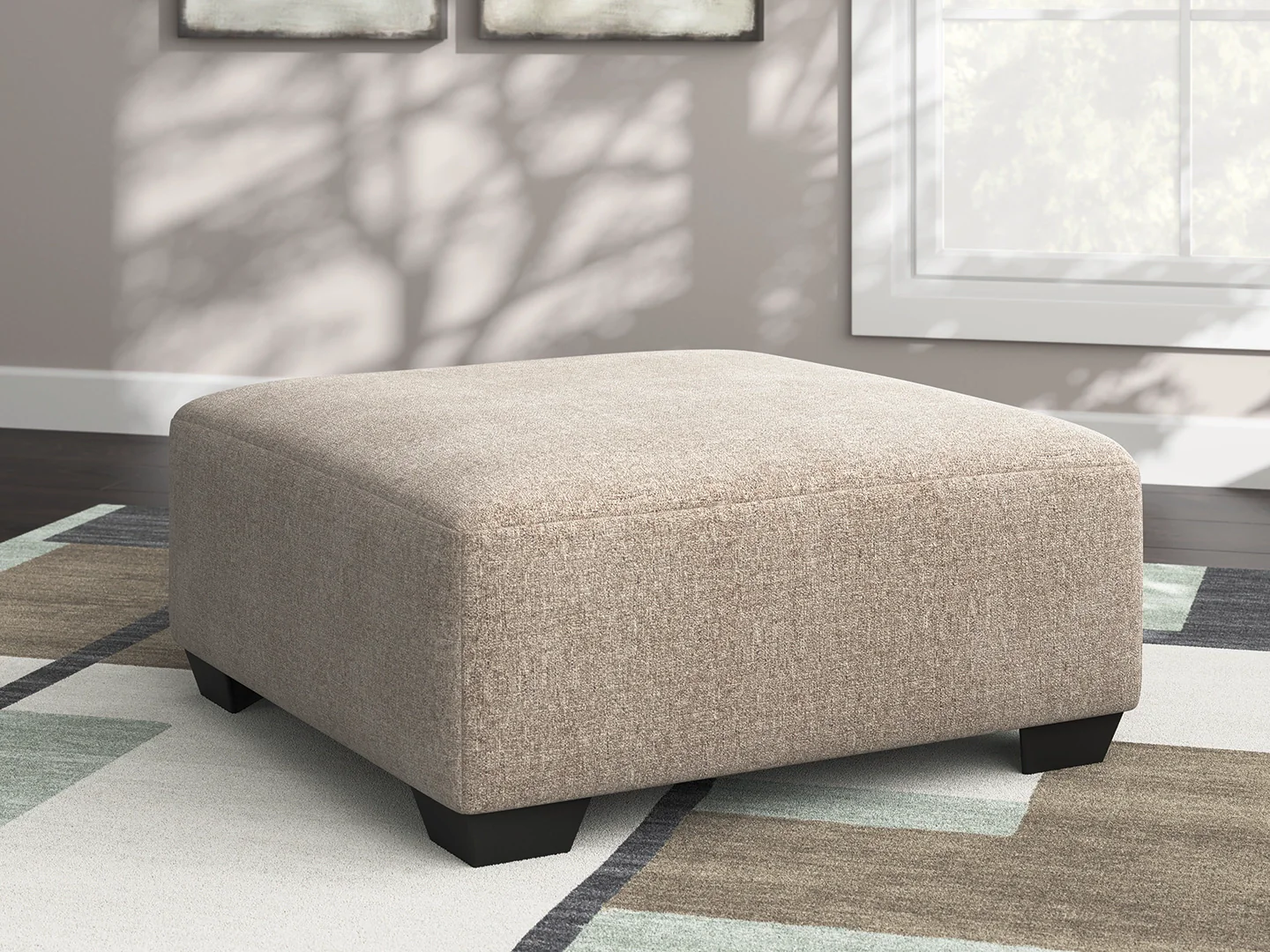 Newellen - Oversized Accent Ottoman - Beige - Image 2