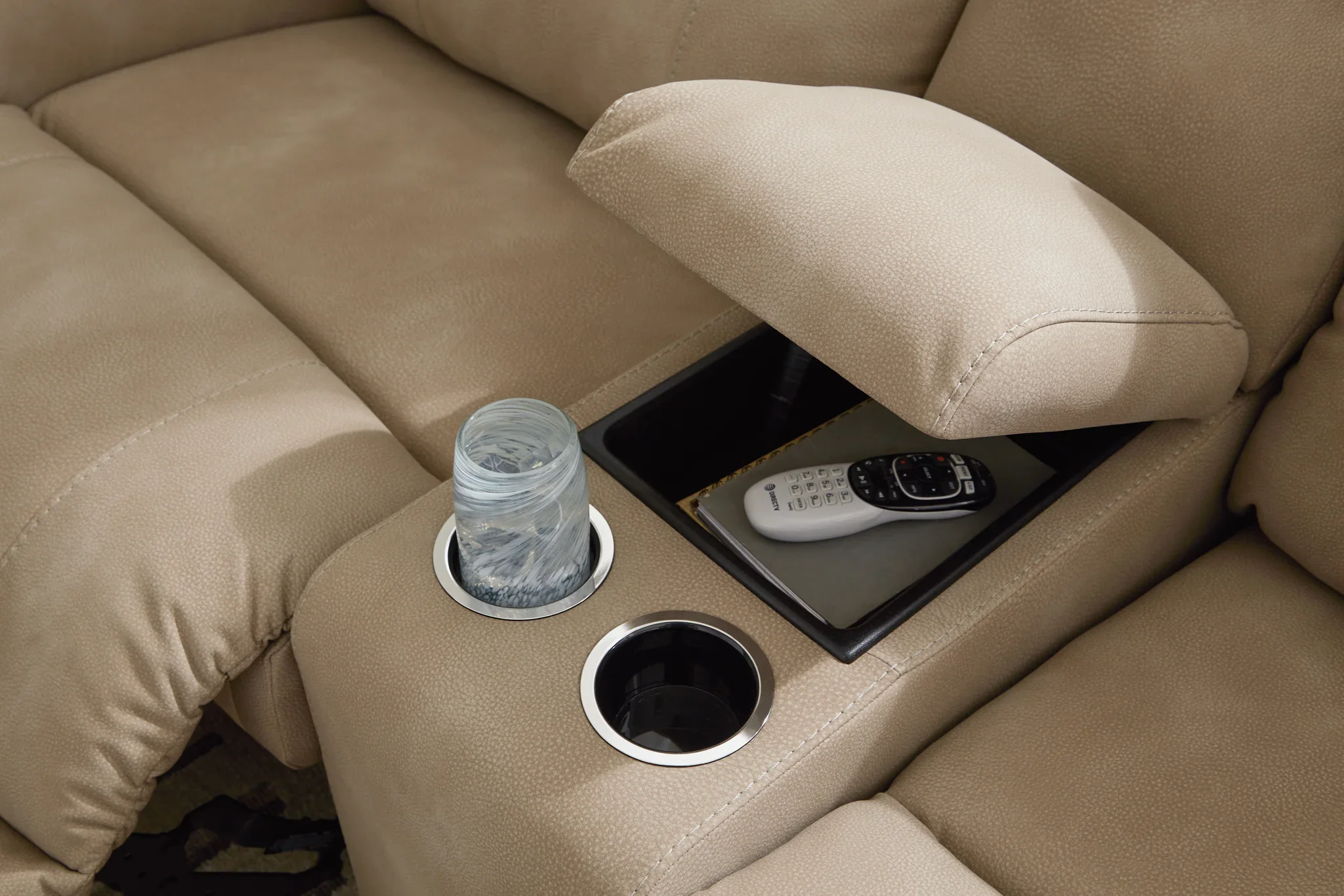 Next-gen Durapella - Sand - 5-Piece Power Reclining Sectional With Storage Console - Image 3