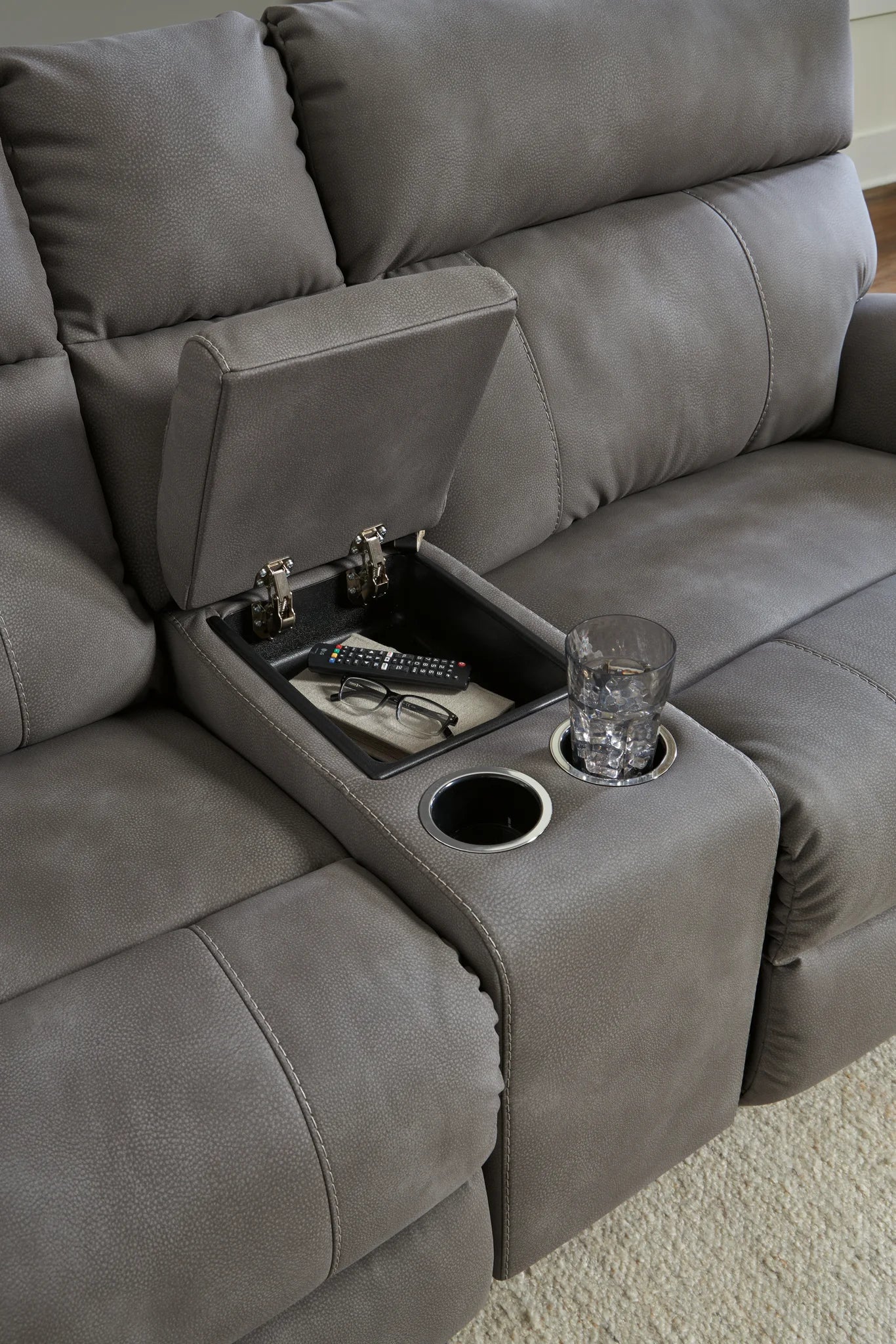 Next-gen Durapella - Slate - 3-Piece Power Reclining Sectional Loveseat With Console - Image 4