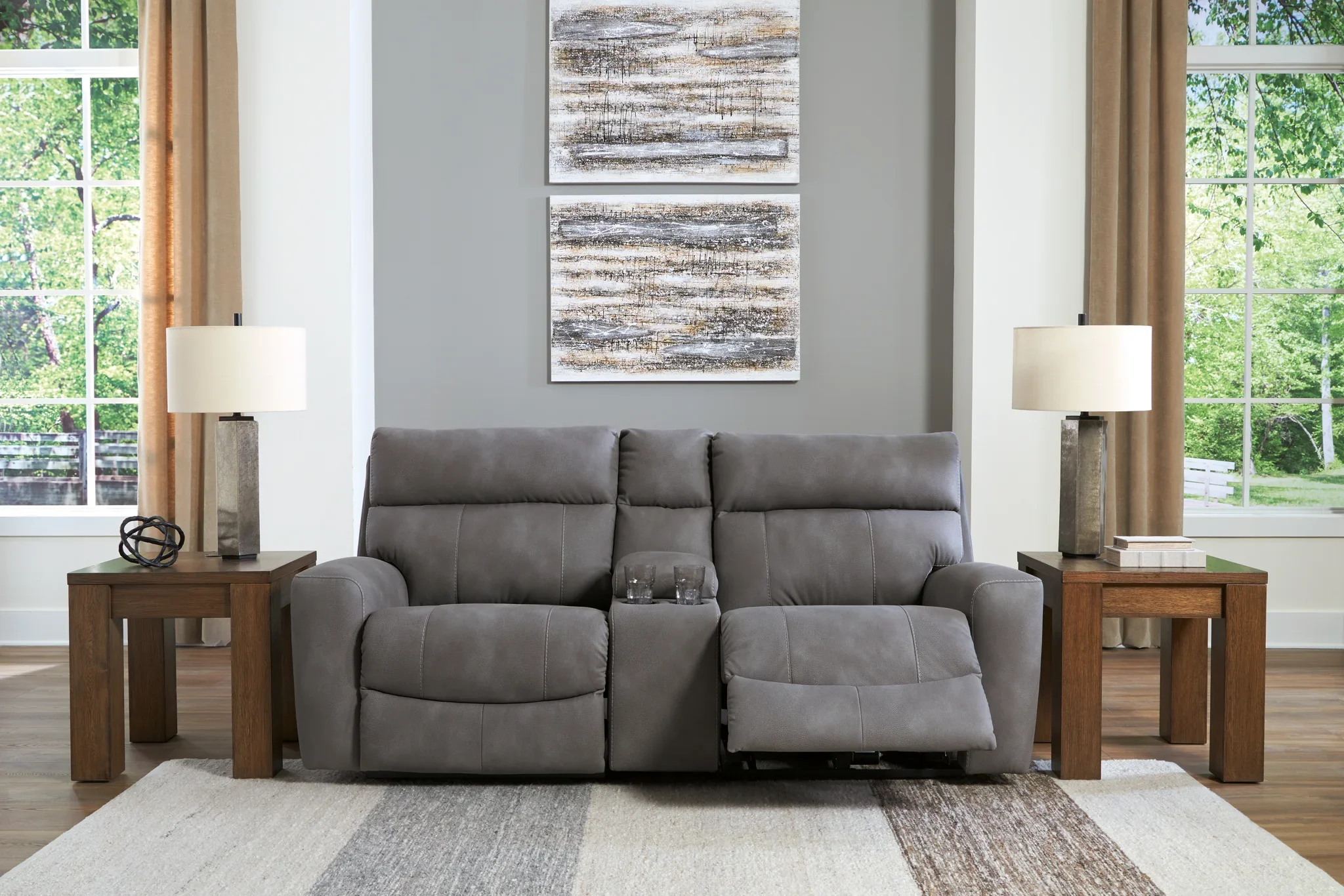 Next-gen Durapella - Slate - 3-Piece Power Reclining Sectional Loveseat With Console - Image 6