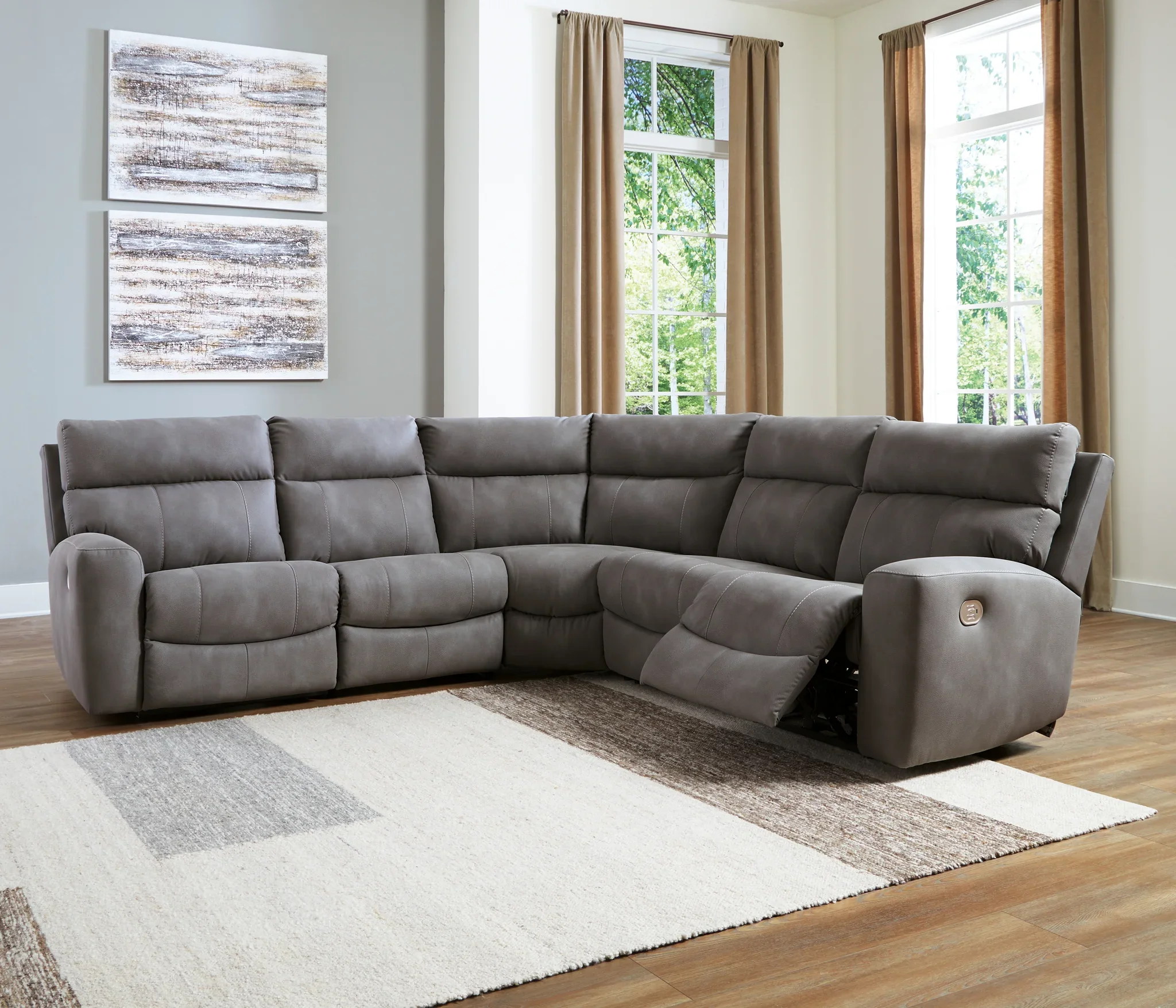 Next-gen Durapella - Slate - 5-Piece Power Reclining Sectional - Image 2