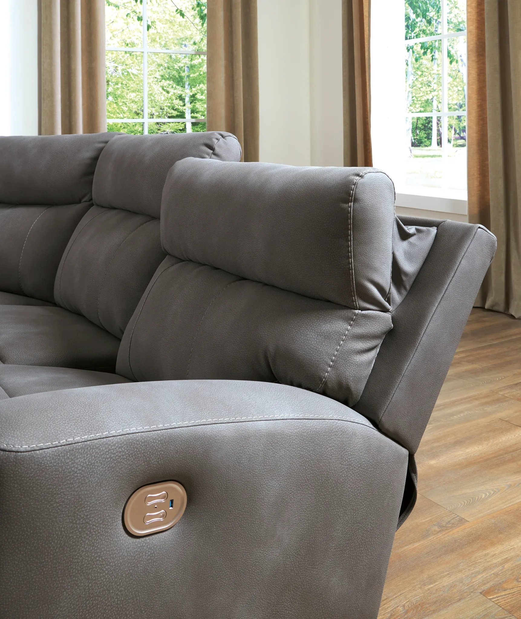 Next-gen Durapella - Slate - 5-Piece Power Reclining Sectional - Image 4