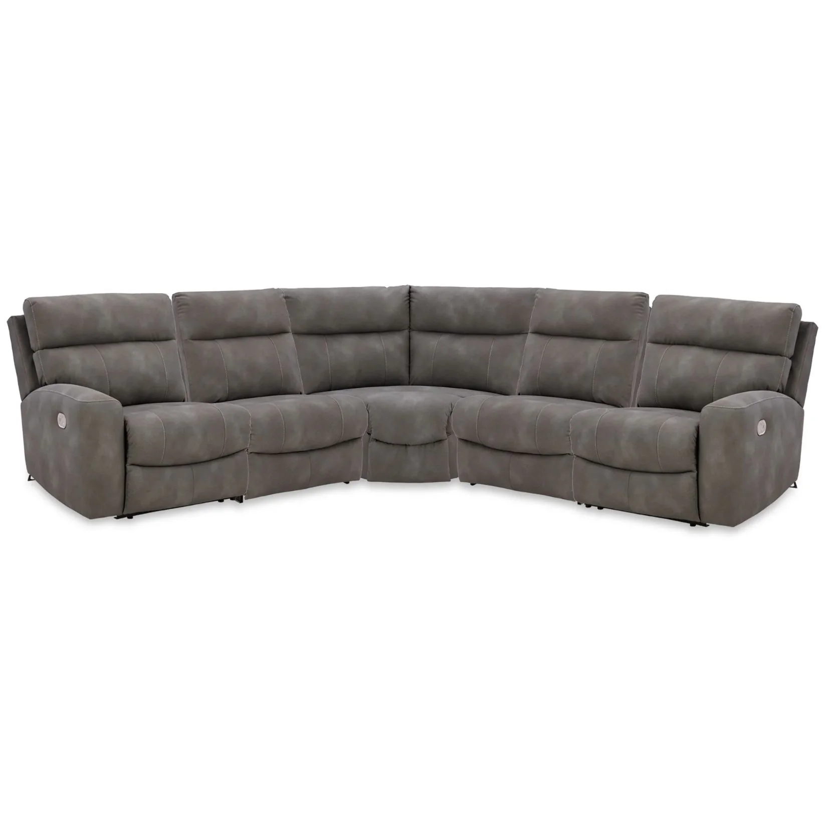 Next-Gen DuraPella - Slate - 5-Piece Power Reclining Sectional With RAF And LAF Recliners