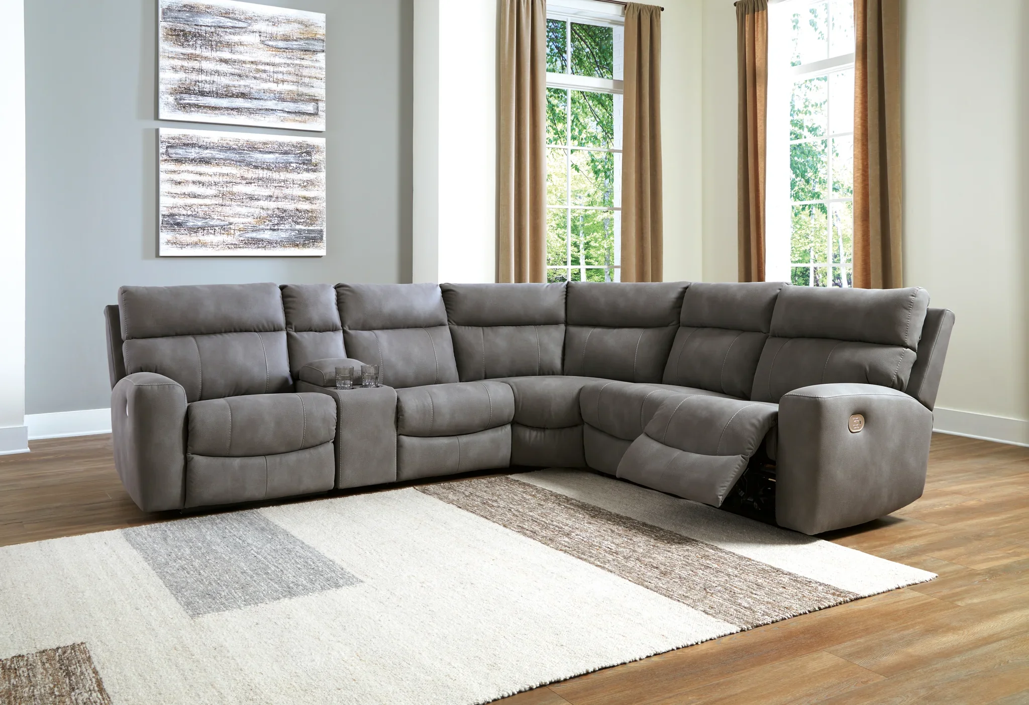 Next-gen Durapella - Slate - 6-Piece Power Reclining Sectional - Image 2