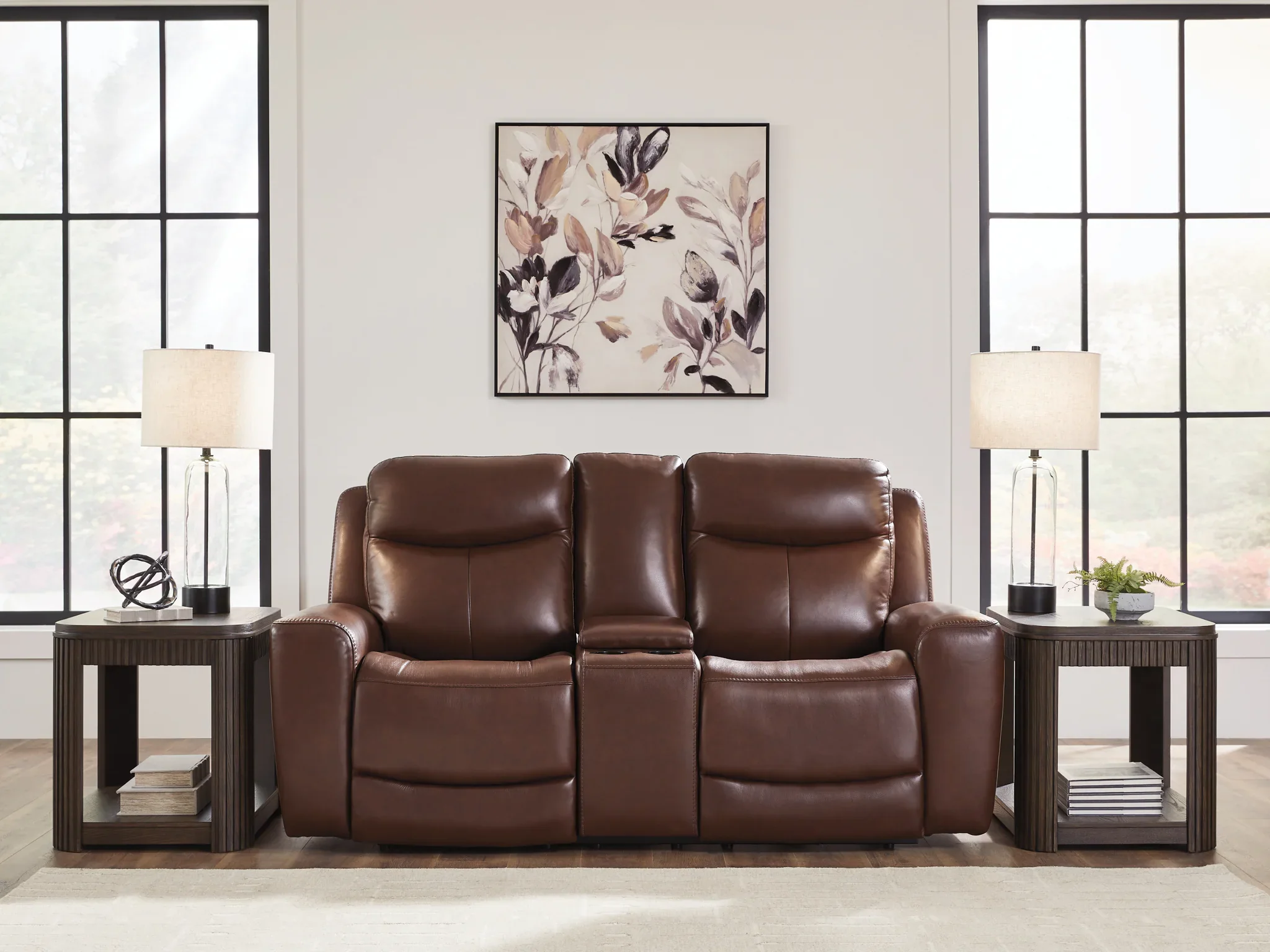Next Move - Mahogany - Power Reclining Loveseat With Console / Adjustable Headrest - Image 2