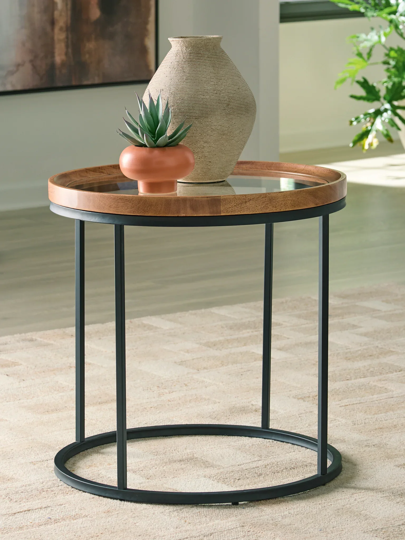 Noraluna - Round End Table - Medium Brown - Image 2