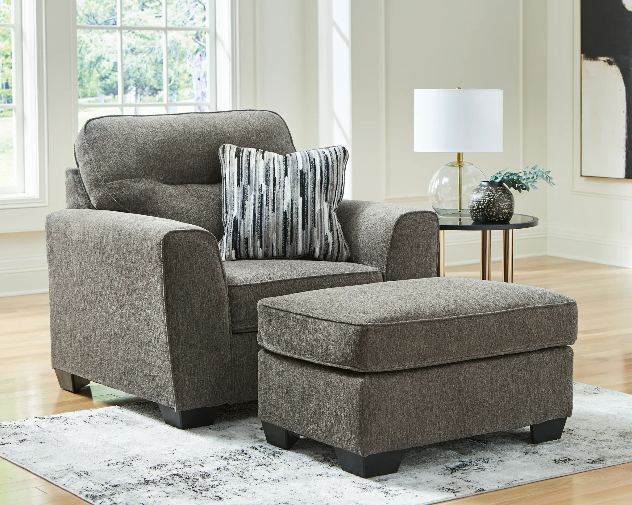 Olten - 2 Pc. - Chair And A Half, Ottoman - Graphite