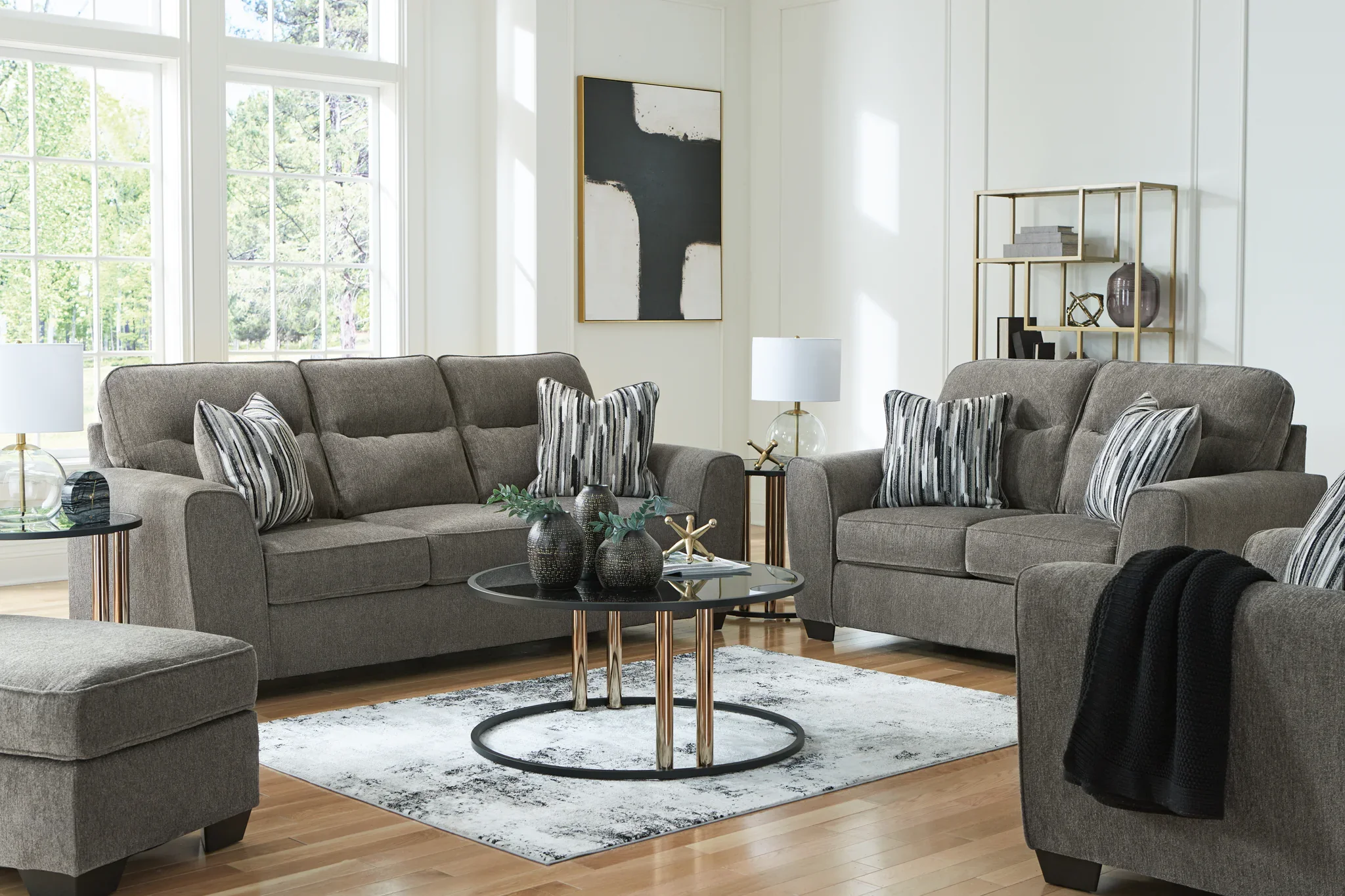 Olten - 4 Pc. - Sofa, Loveseat, Chair And A Half, Ottoman - Graphite